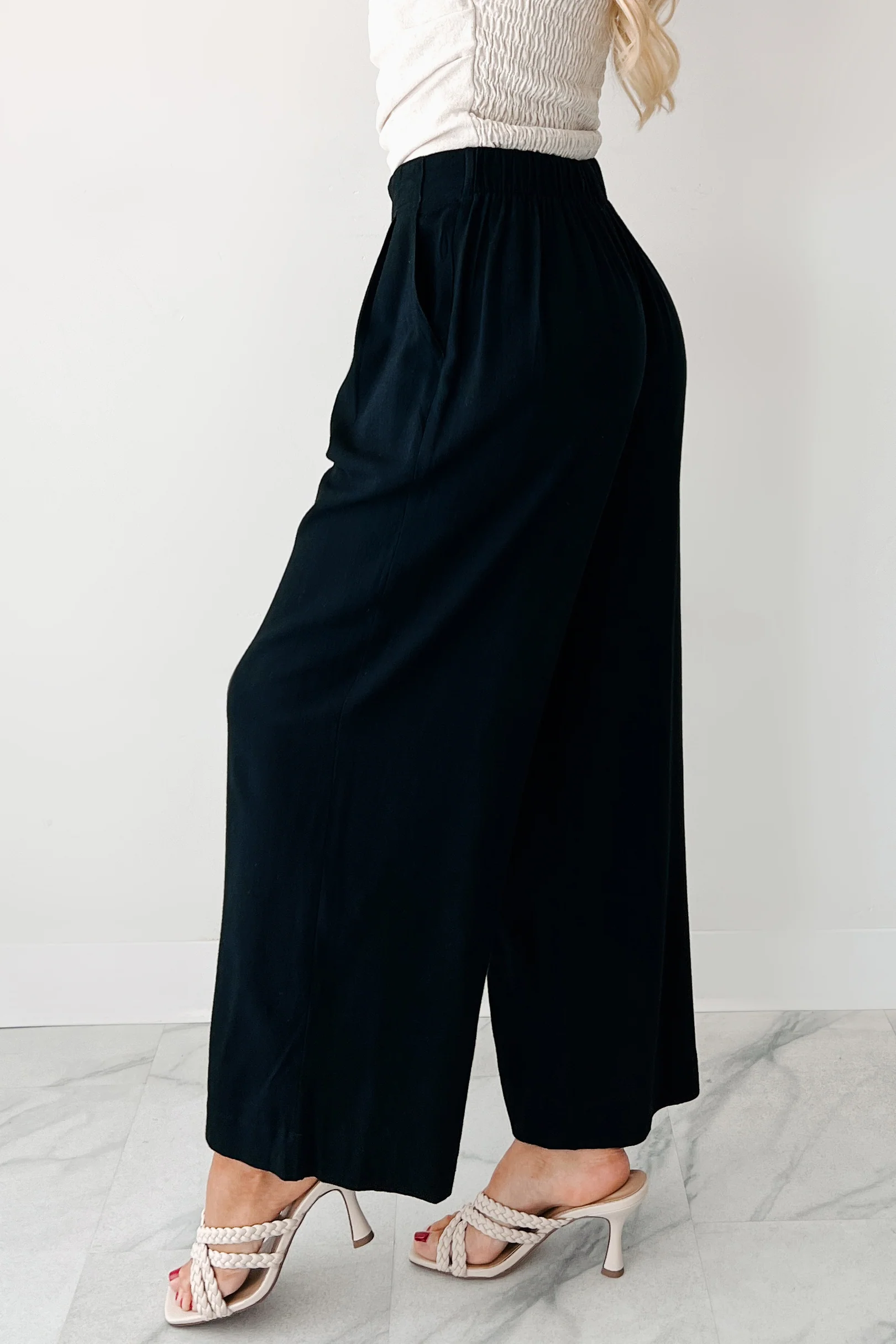 All About Ease High Rise Pleated Linen Pants (Black) - Image 5