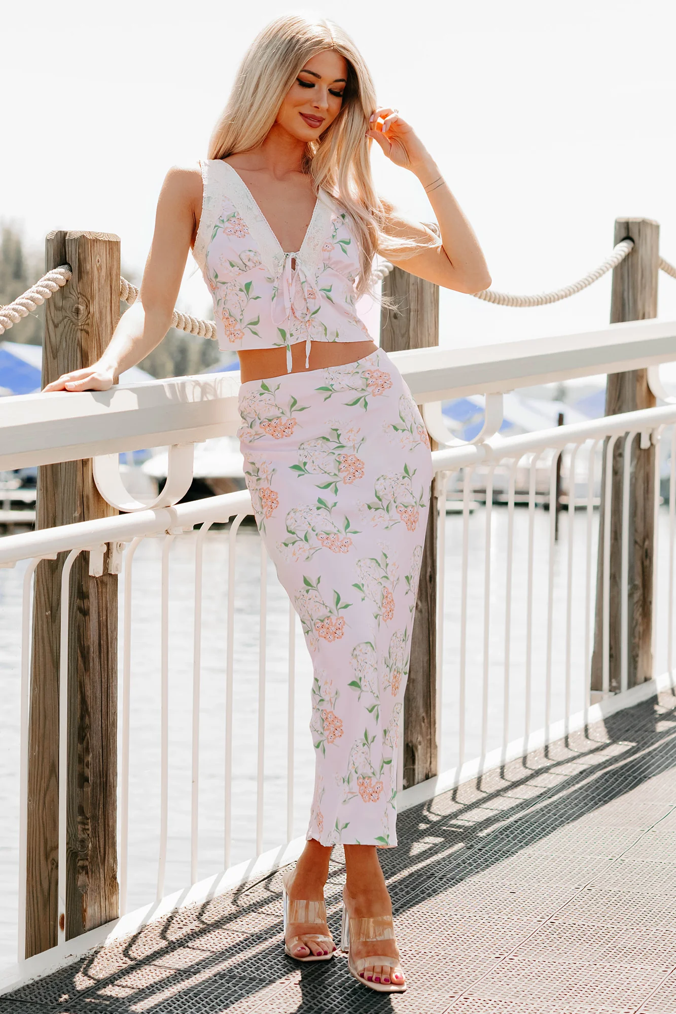 Always Beautiful Floral Satin Skirt (Baby Pink) - Image 9