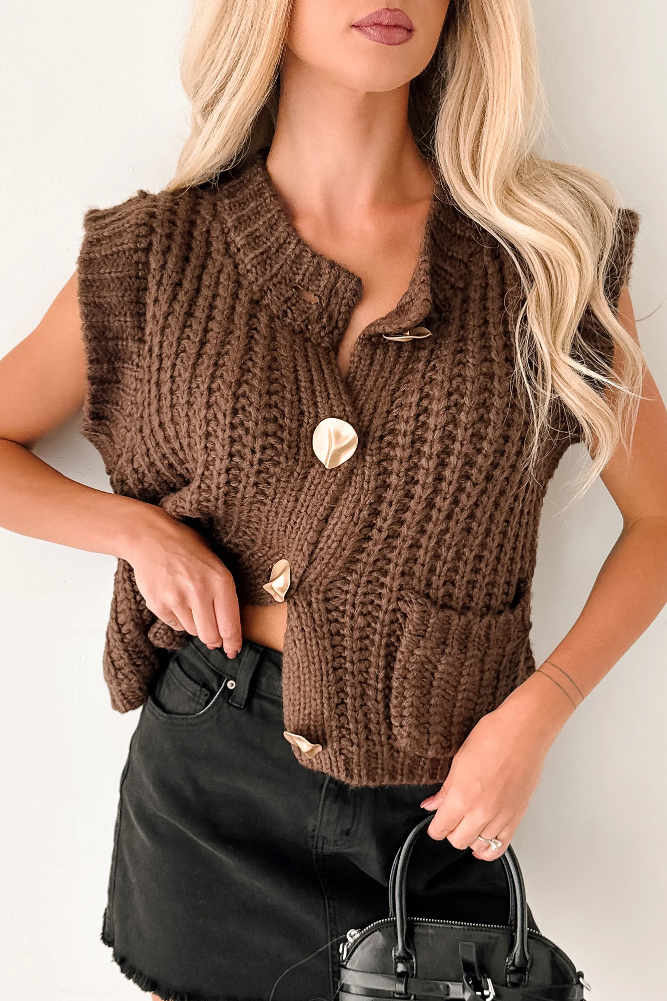 Amber Hours Sleeveless Sweater Top (Brown) - Image 2