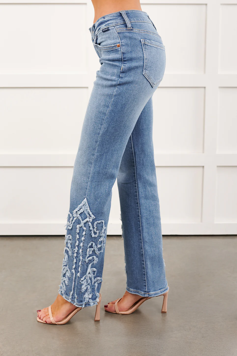 Angie Low Rise Flare Detailed Cello Jeans (Light) - Image 8