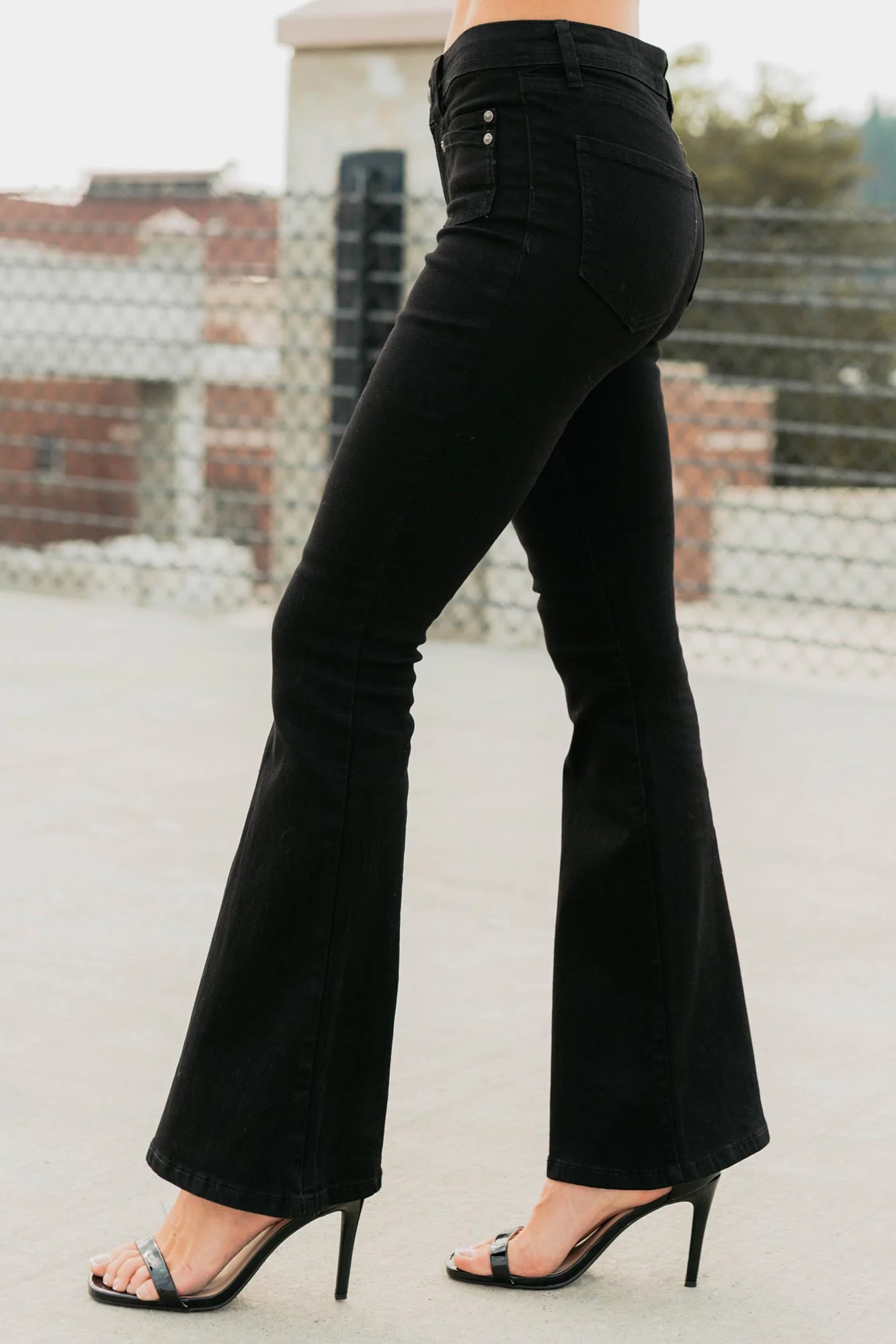 Aracy Almost Famous Low Rise Flare Jeans (Black) - Image 5