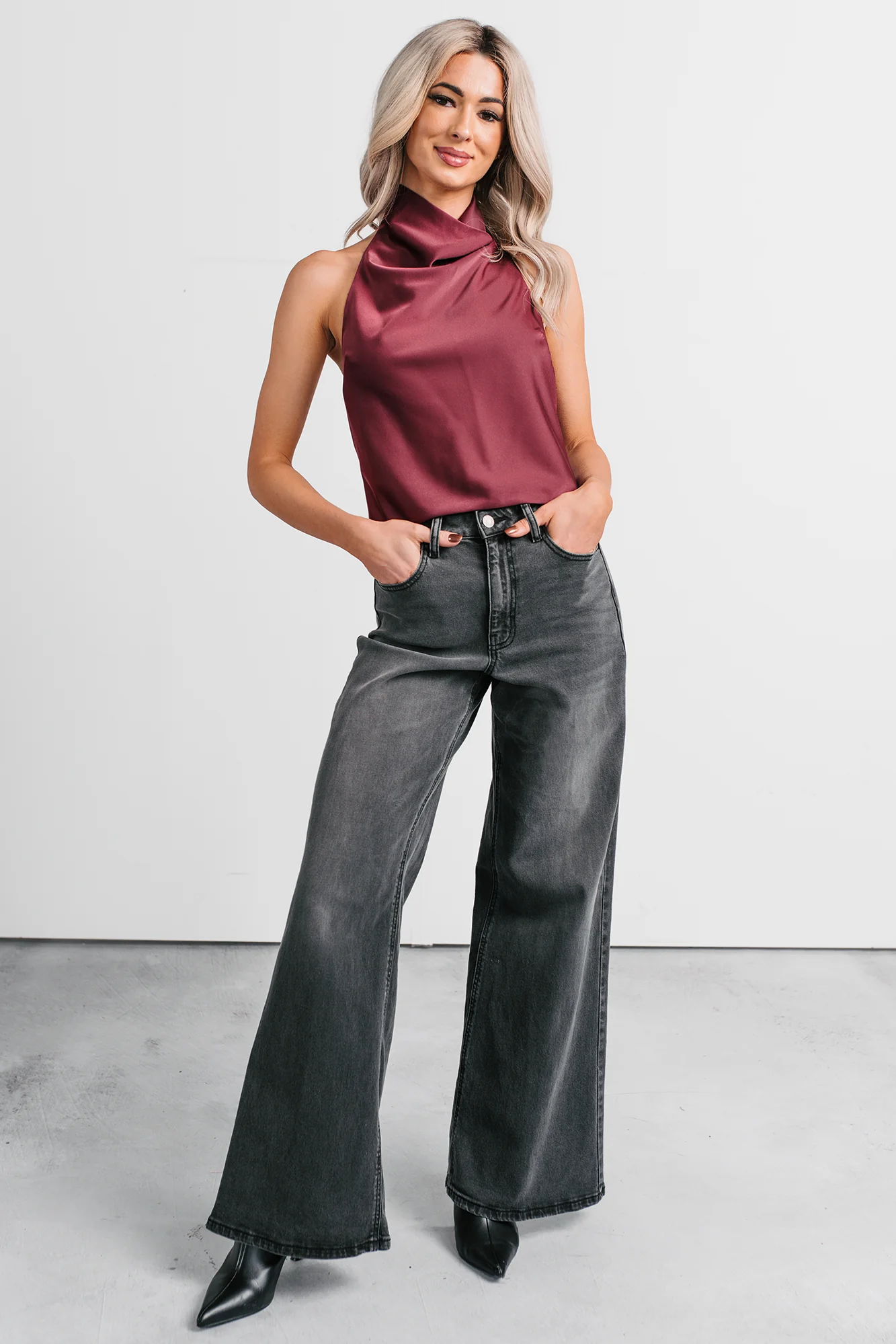 Bane High Rise Wide Leg Cello Jeans (Grey) - Image 6