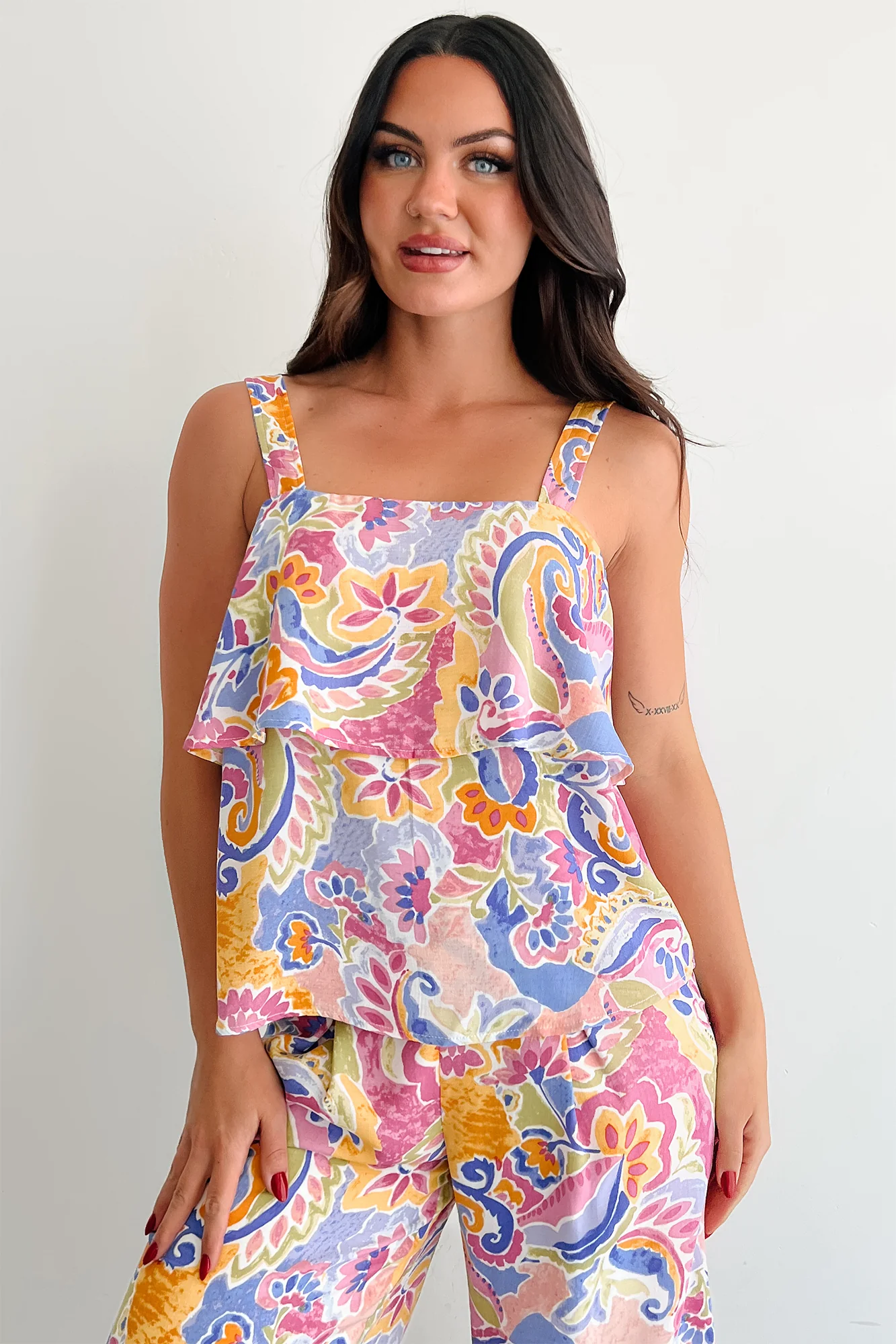 Braelynn Tiered Paisley Print Tank Top (Multi) - Image 8