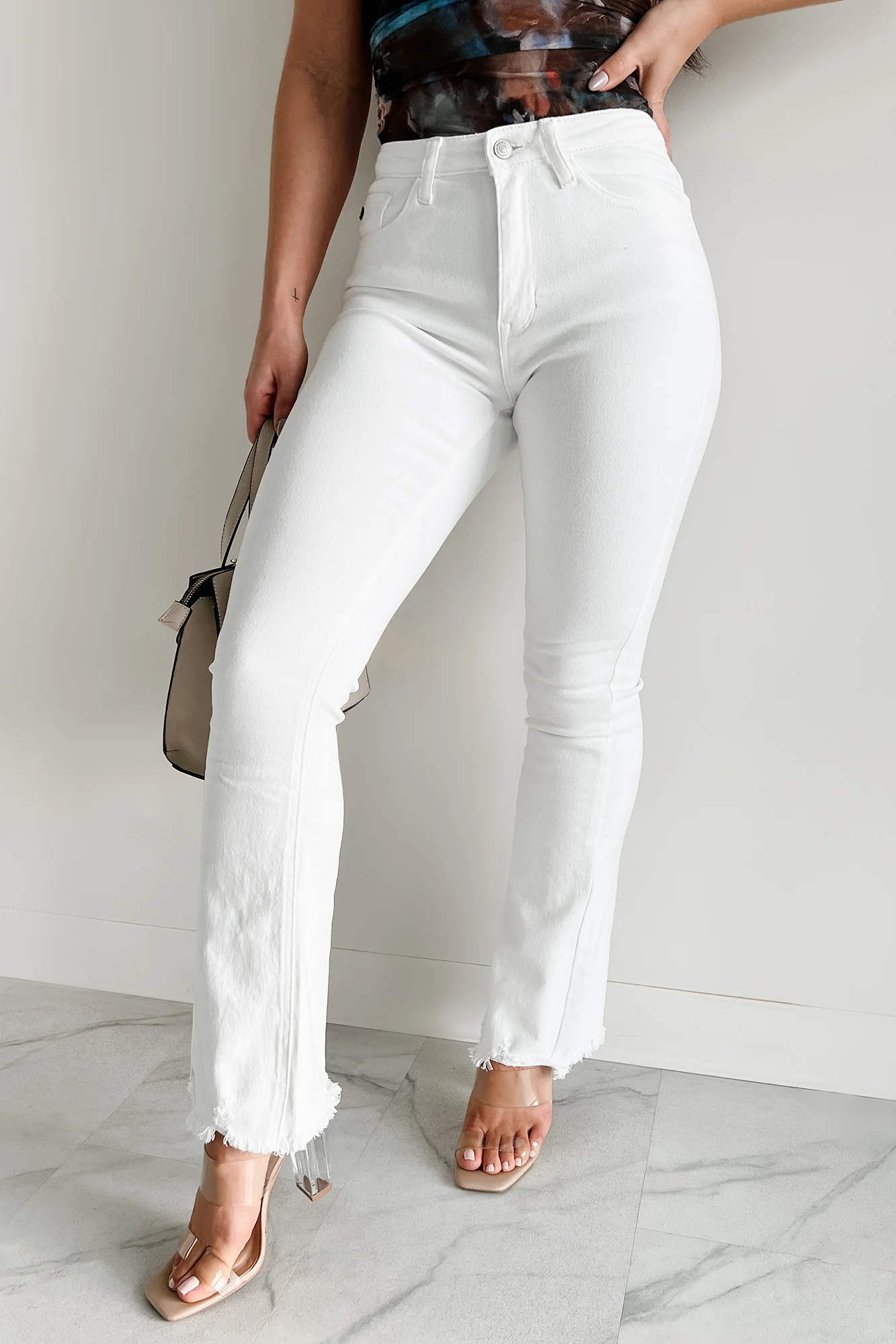 Brianca High Rise Kancan Bootcut Jeans (White) - Image 5