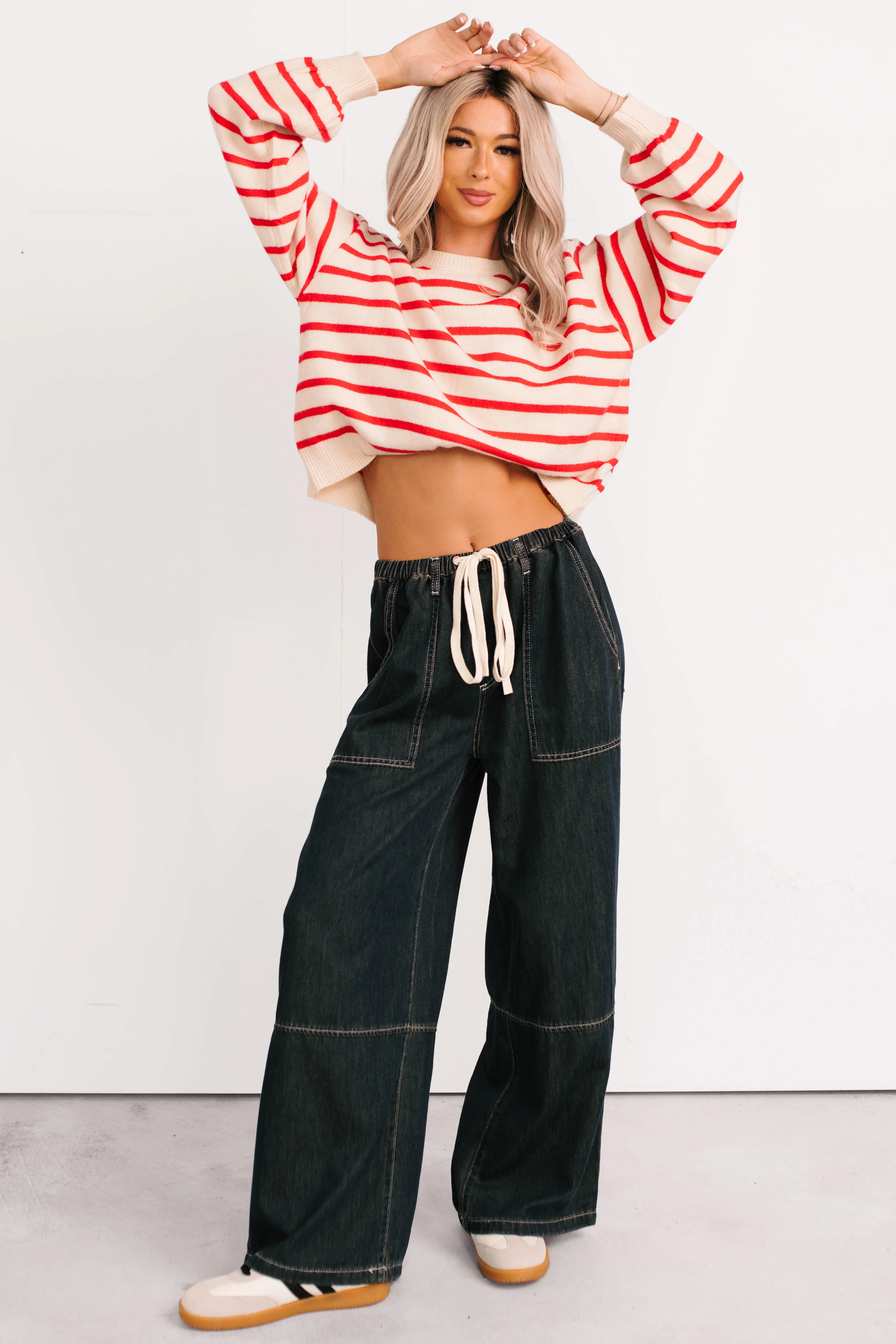 Chill Energy Wide Leg Drawstring Pants (Grey Denim) - Image 3