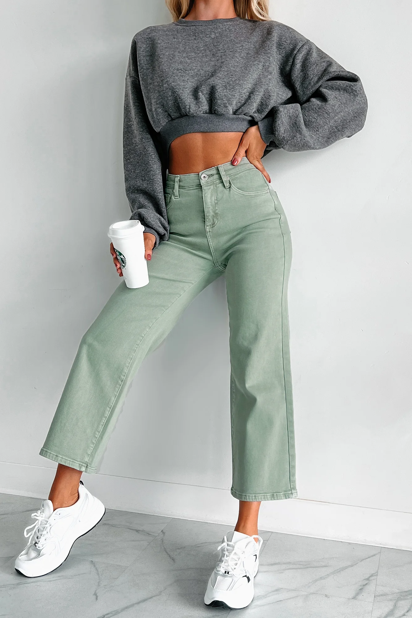 Cincinnati High Rise Tummy Control Special A Crop Jeans (Olive) - Image 6