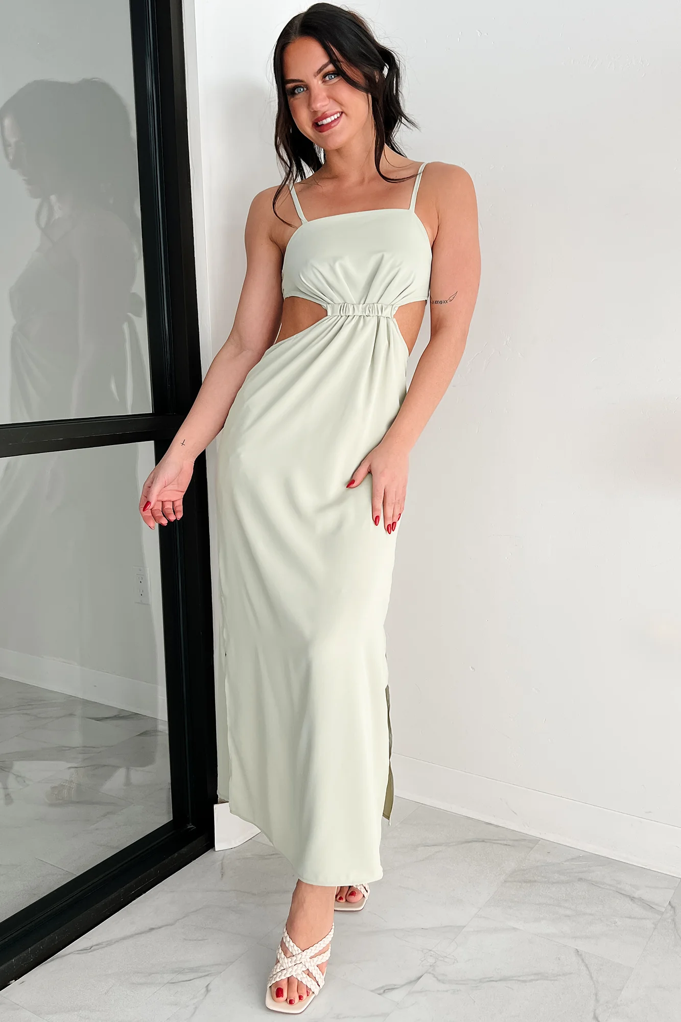 Class With A Twist Sleeveless Cut-Out Maxi Dress (Sage) - Image 5