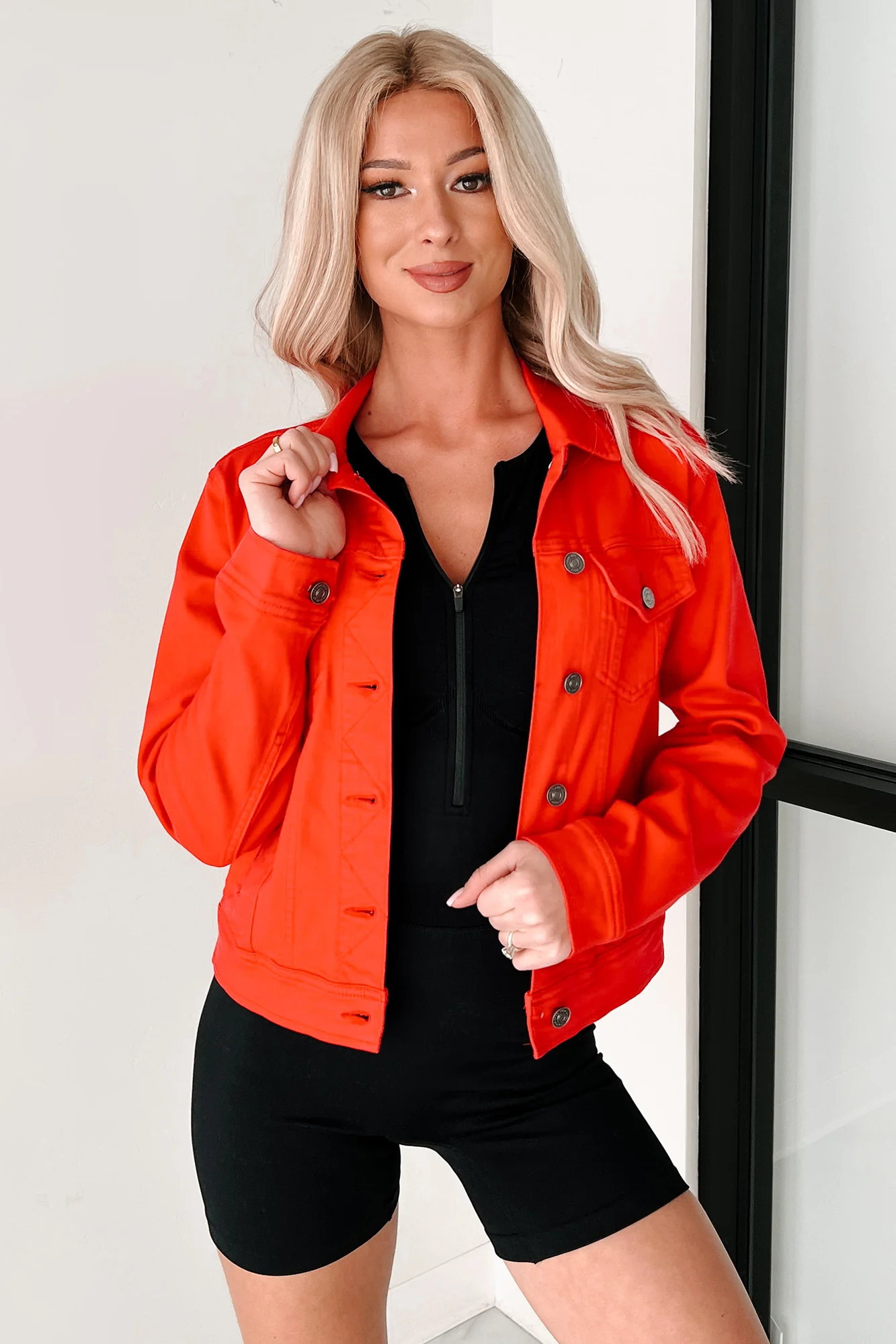 Climbing The Ladder Kancan Denim Jacket (Red) - Image 7