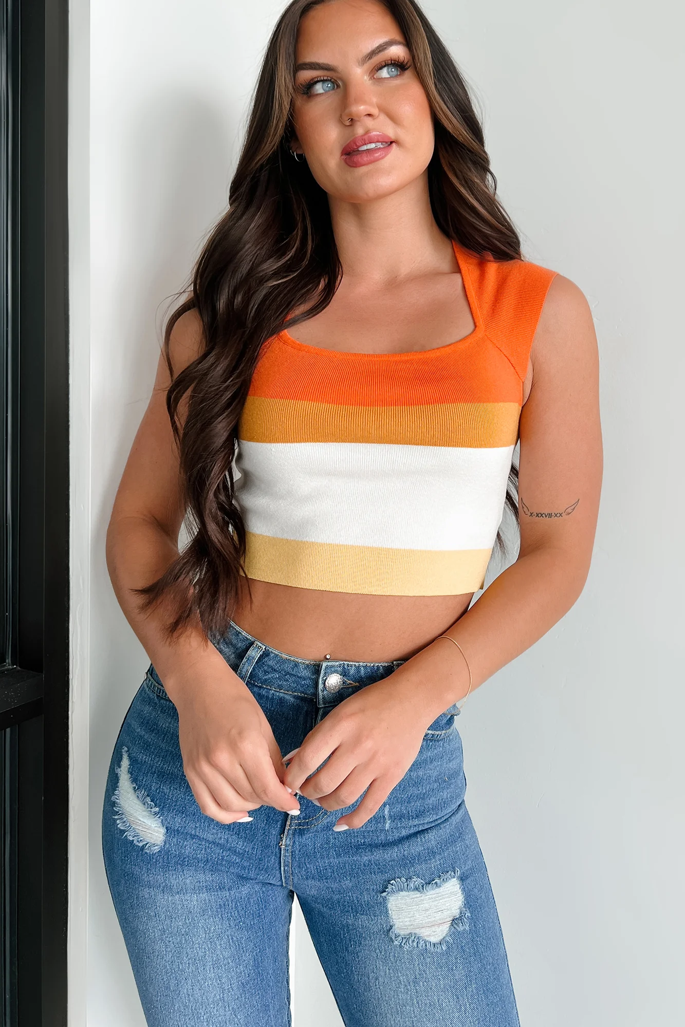 Covetable Charm Colorblock Crop Top (Orange Multi) - Image 4