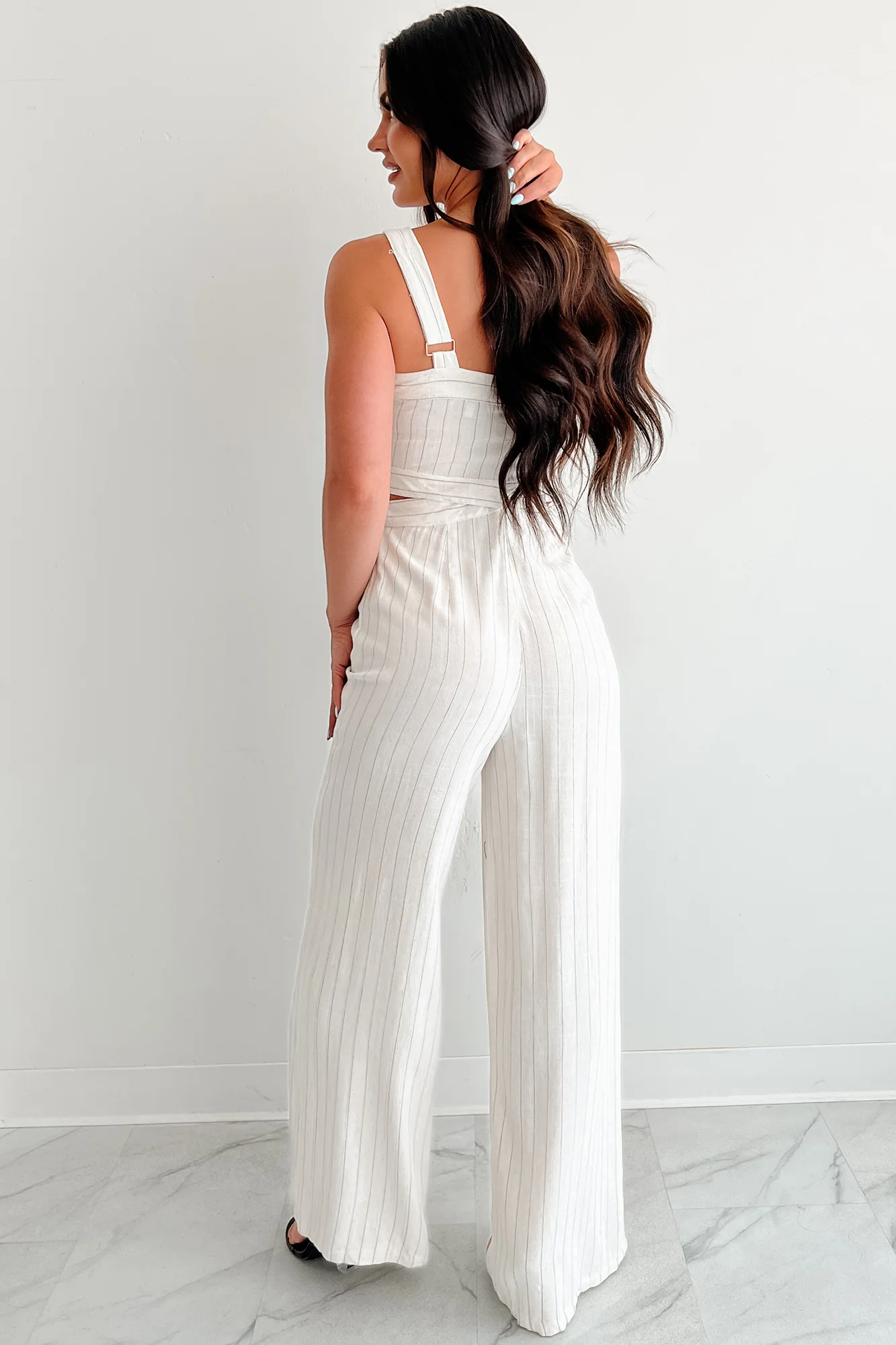 Days Like This Striped Cut-Out Jumpsuit (Oatmeal) - Image 3