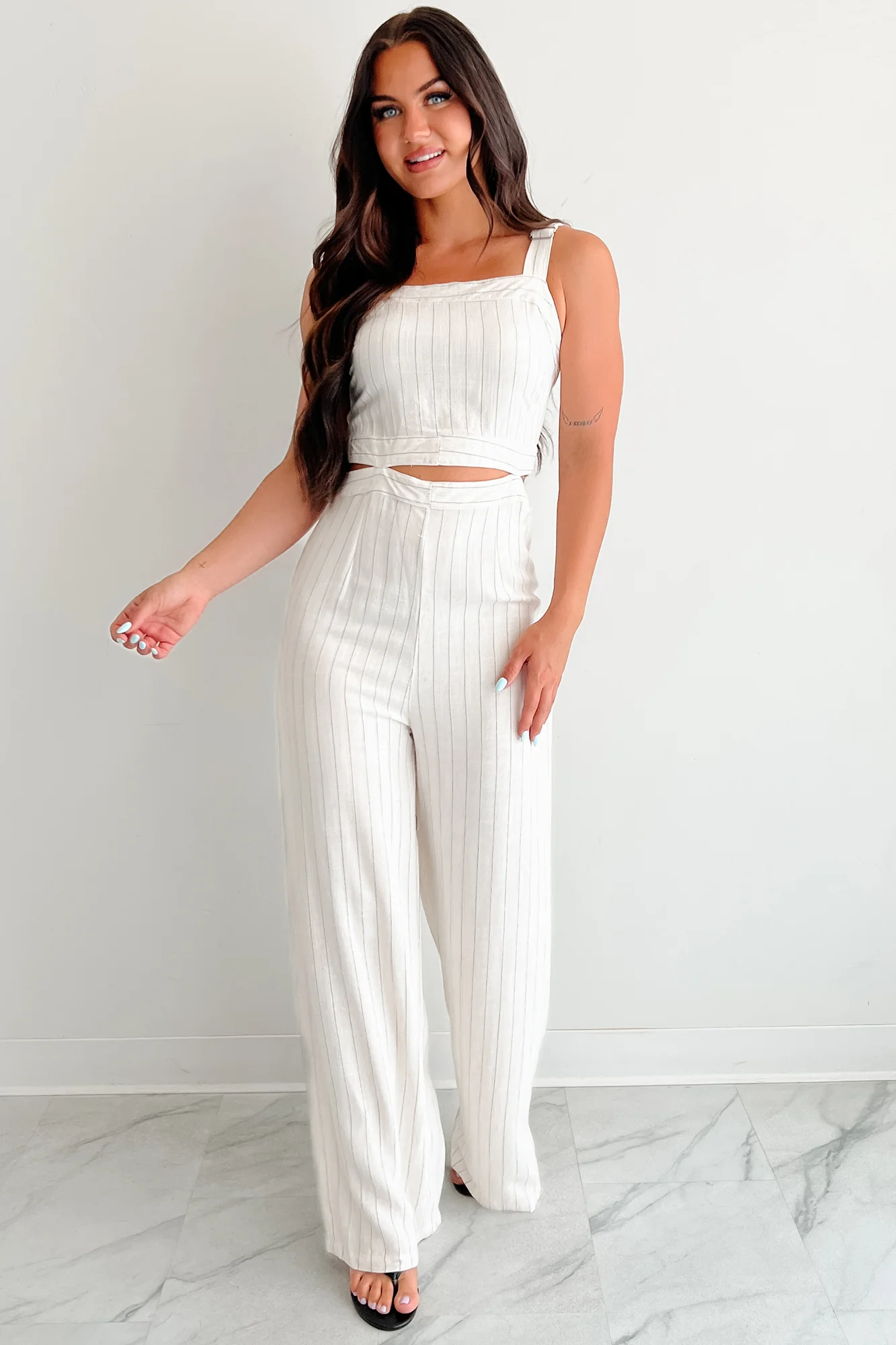 Days Like This Striped Cut-Out Jumpsuit (Oatmeal) - Image 7