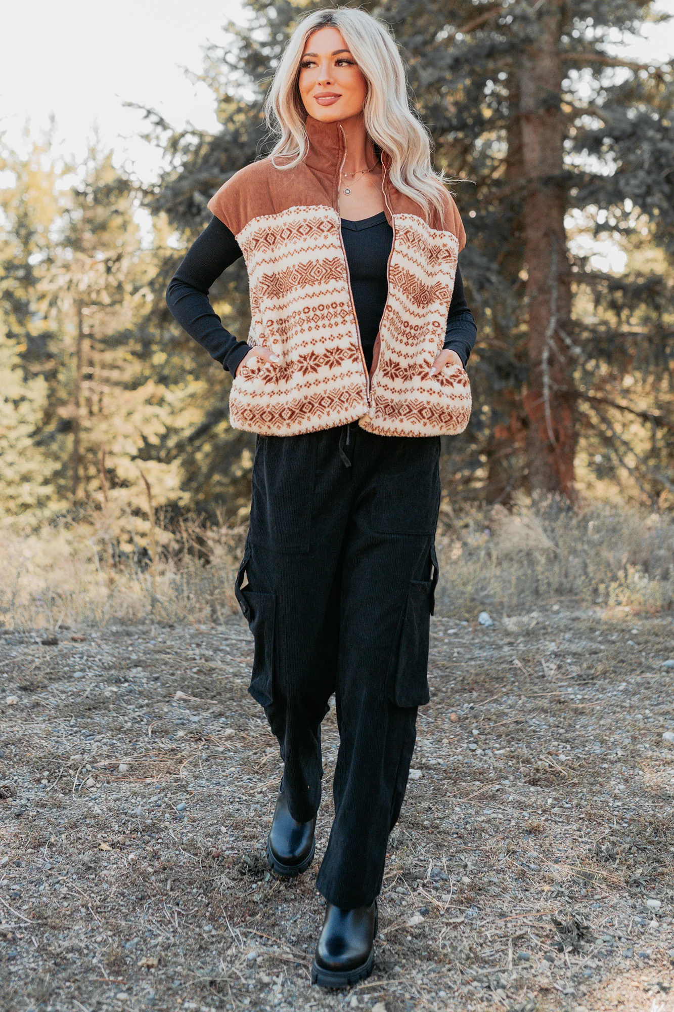 Ease & Flow Sherpa Corduroy Vest (Copper Mix) - Image 3