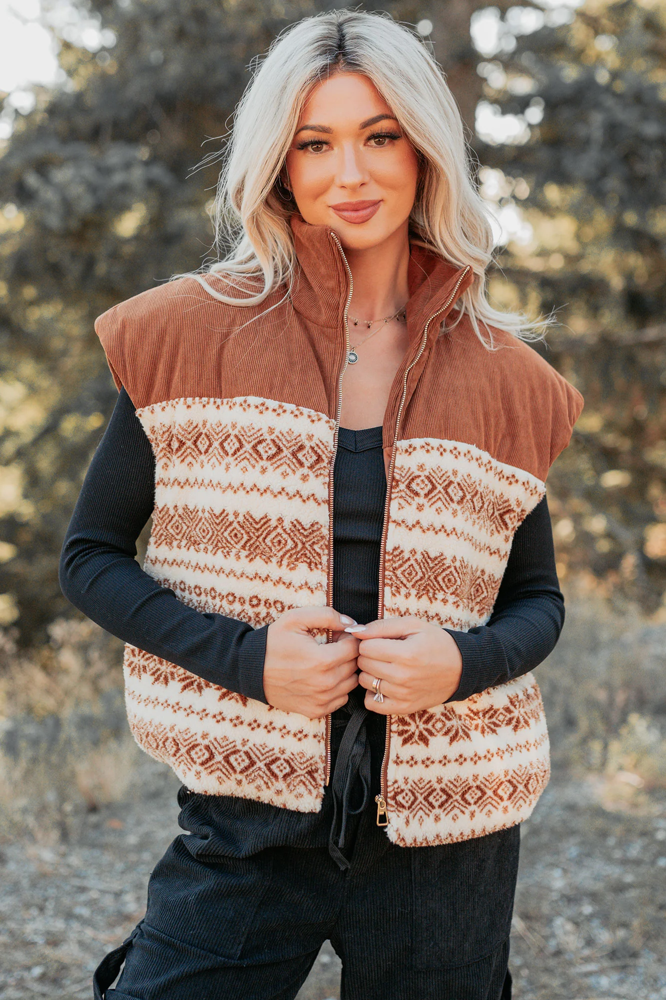Ease & Flow Sherpa Corduroy Vest (Copper Mix) - Image 7