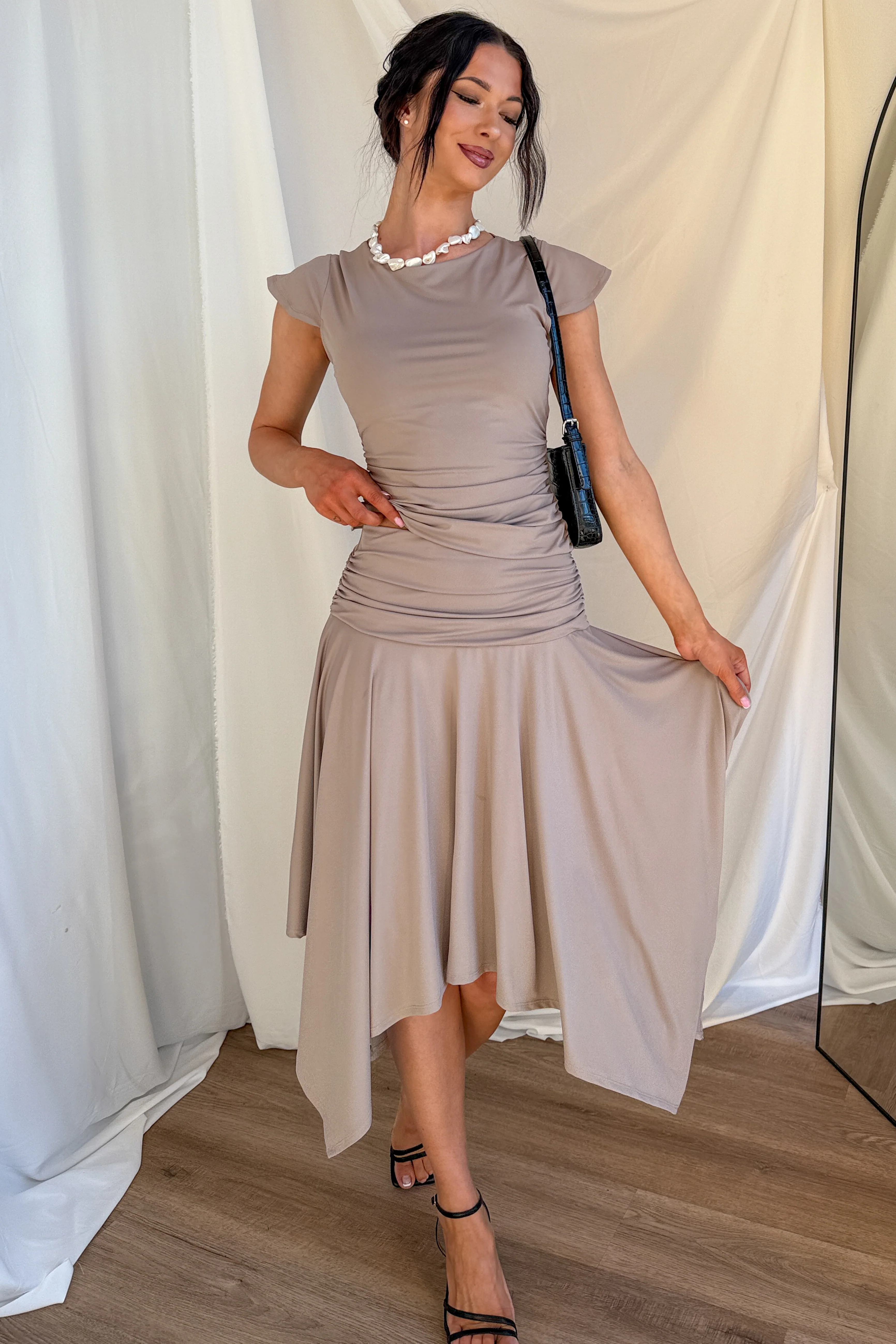Effortless Babe Handkerchief Flowy Skirt (Taupe) - Image 2
