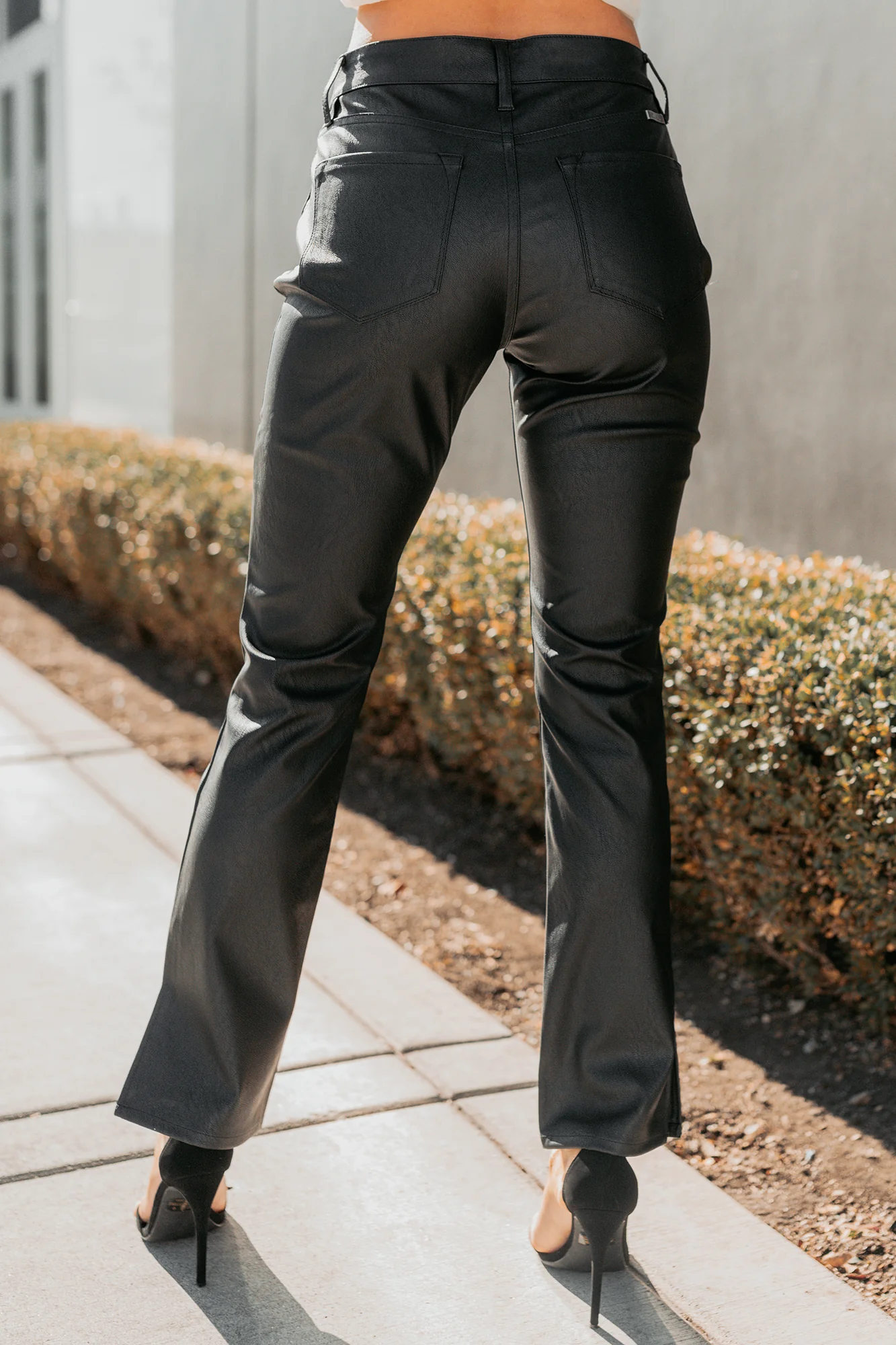 Emberly Faux Leather Bootcut Kancan Pants (Black) - Image 5