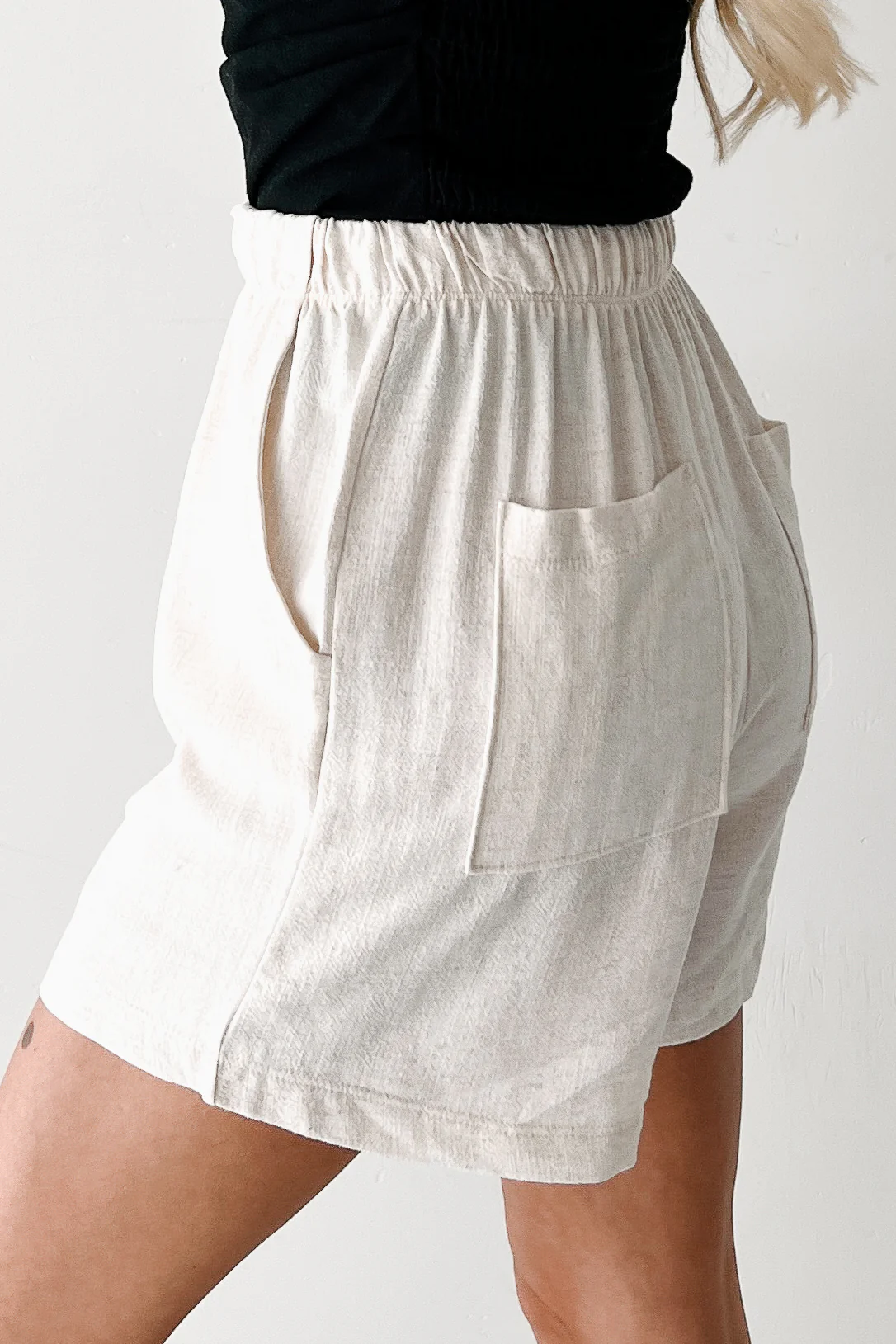 Embracing Flow High Rise Linen Shorts (Oat) - Image 4