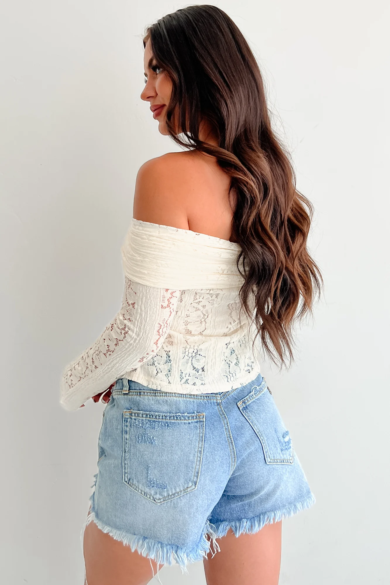 First Kiss Feelings Off Shoulder Lace Top (Ivory) - Image 5