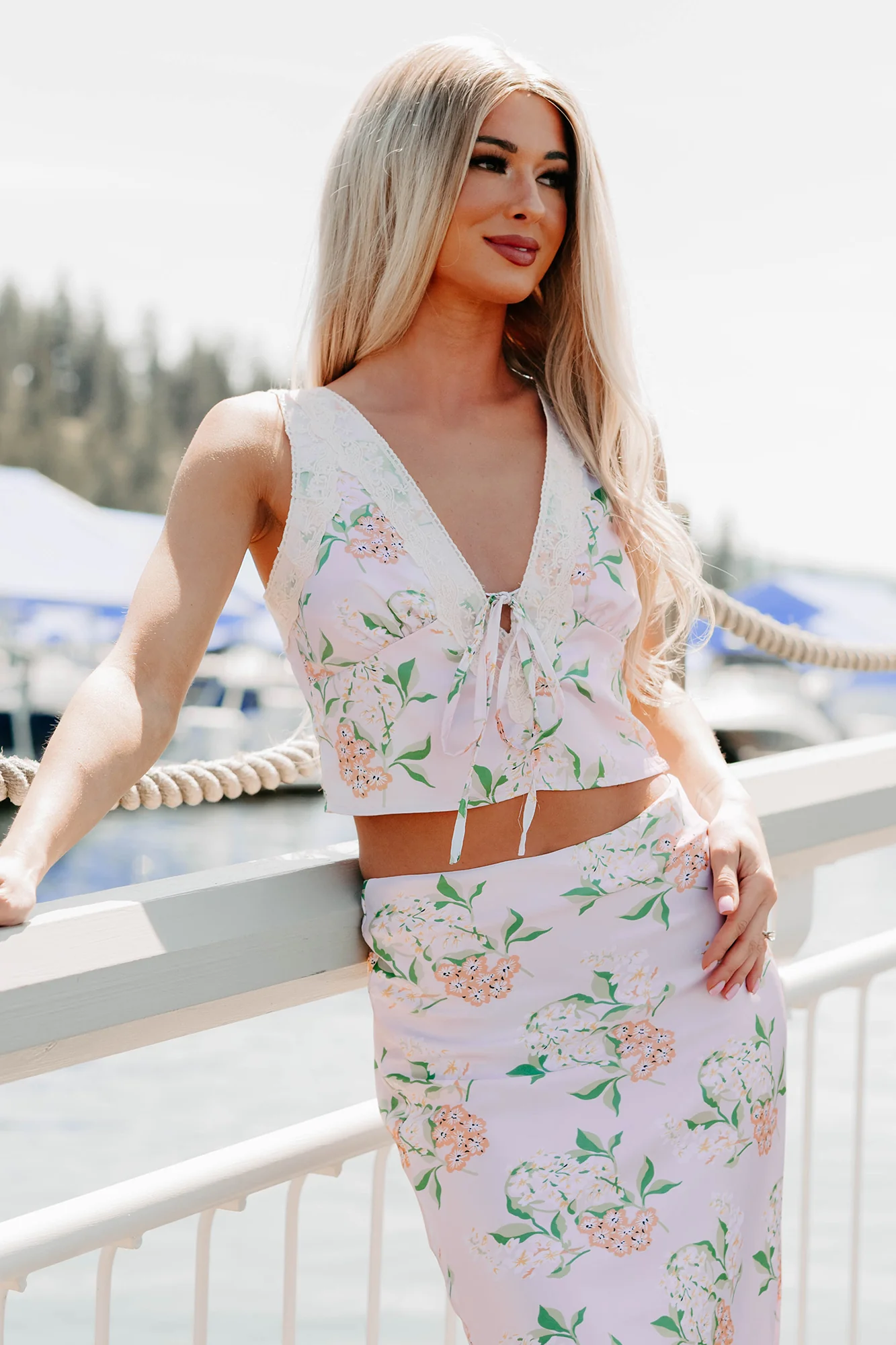 Floral Fantasy Satin Floral Tank Top (Baby Pink)