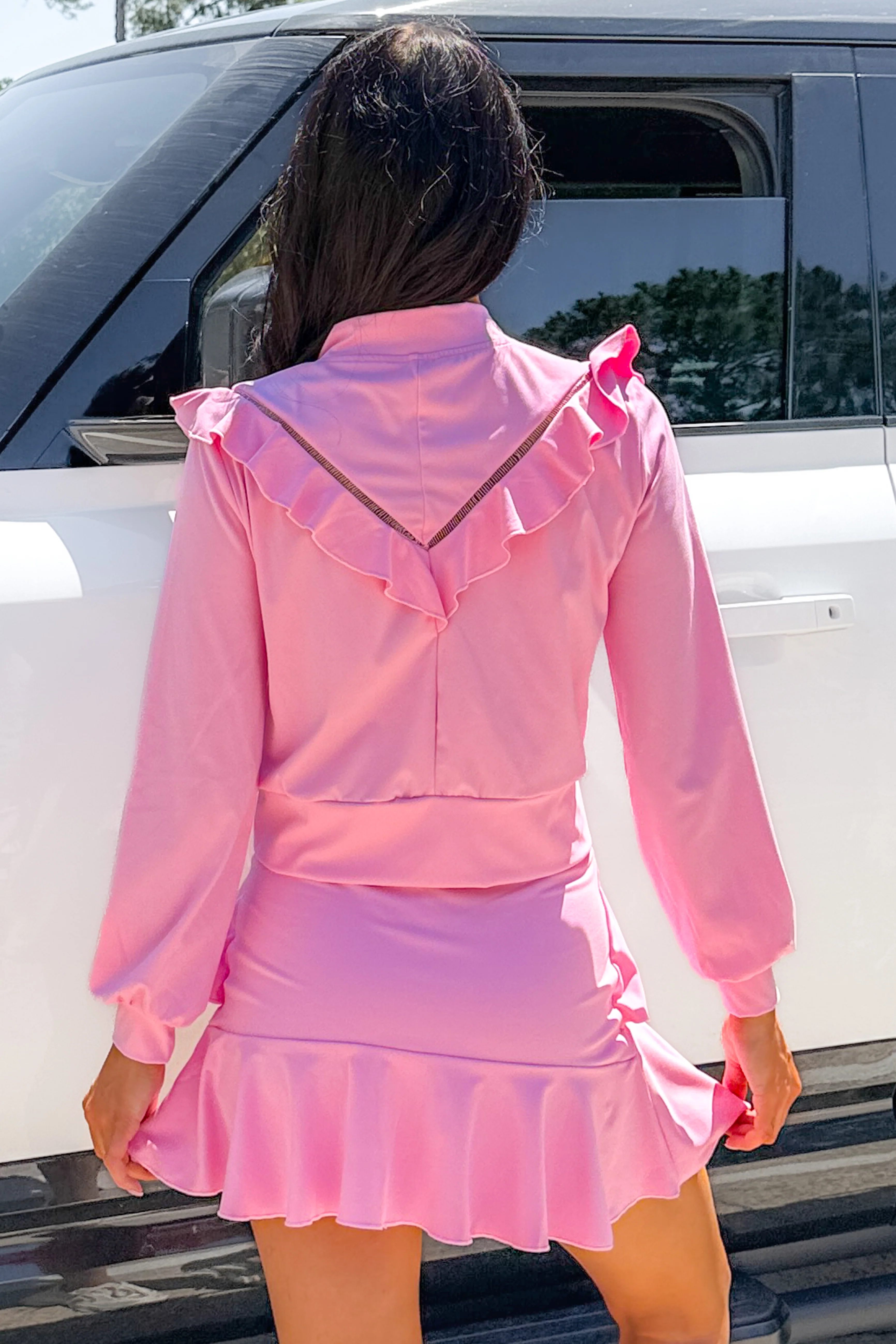 Game On Glam Zip-Up Ruffle Jacket (Pink) - Image 5