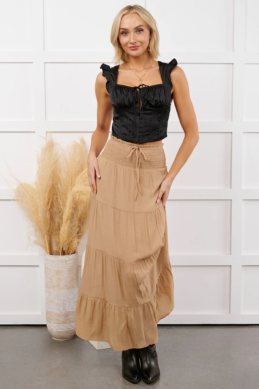 Glamour Season Signature 8 Satin Crop Top (Black) - Image 9