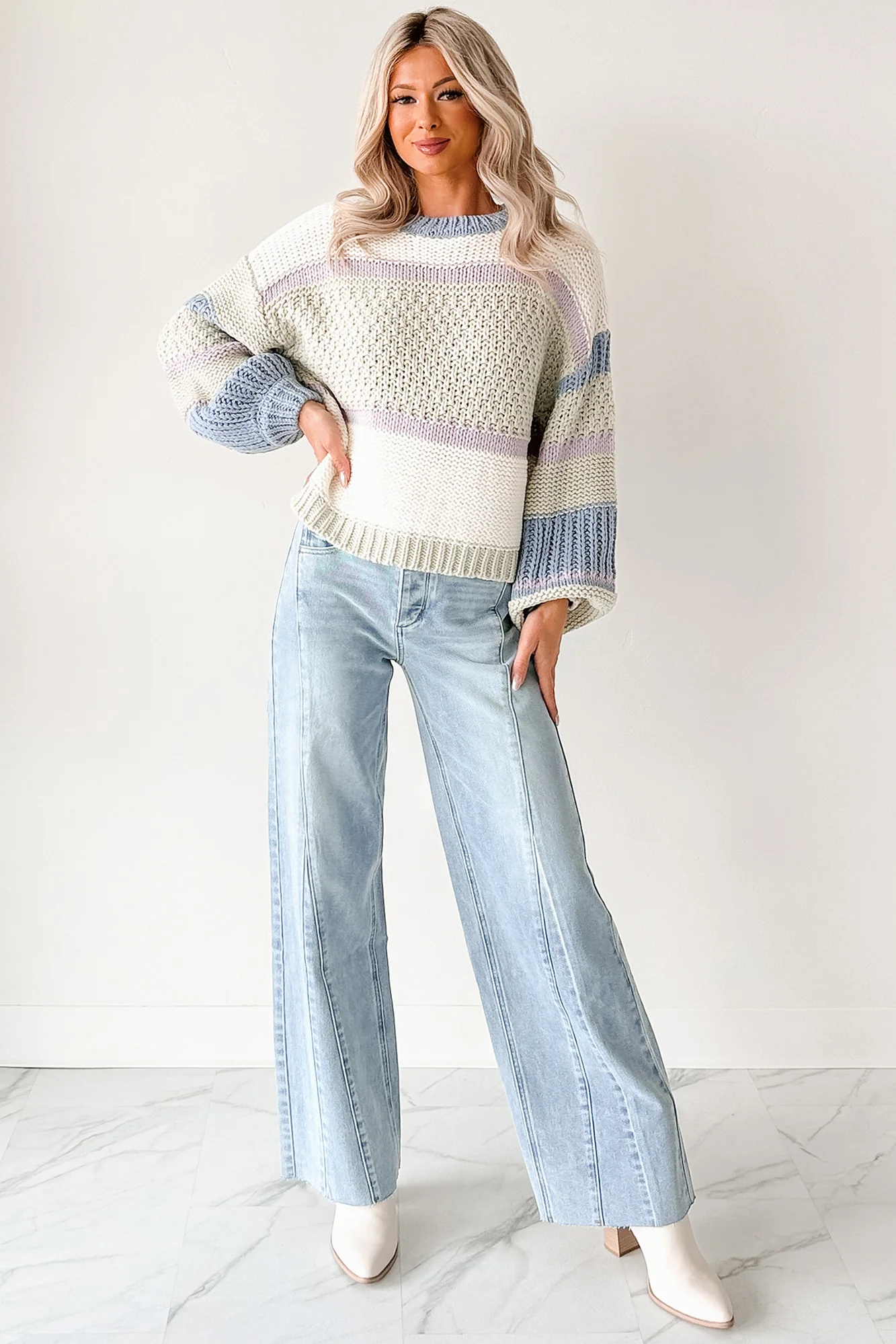 Glenn High Rise Wide Leg Jemina Denim Jeans (Light) - Image 11