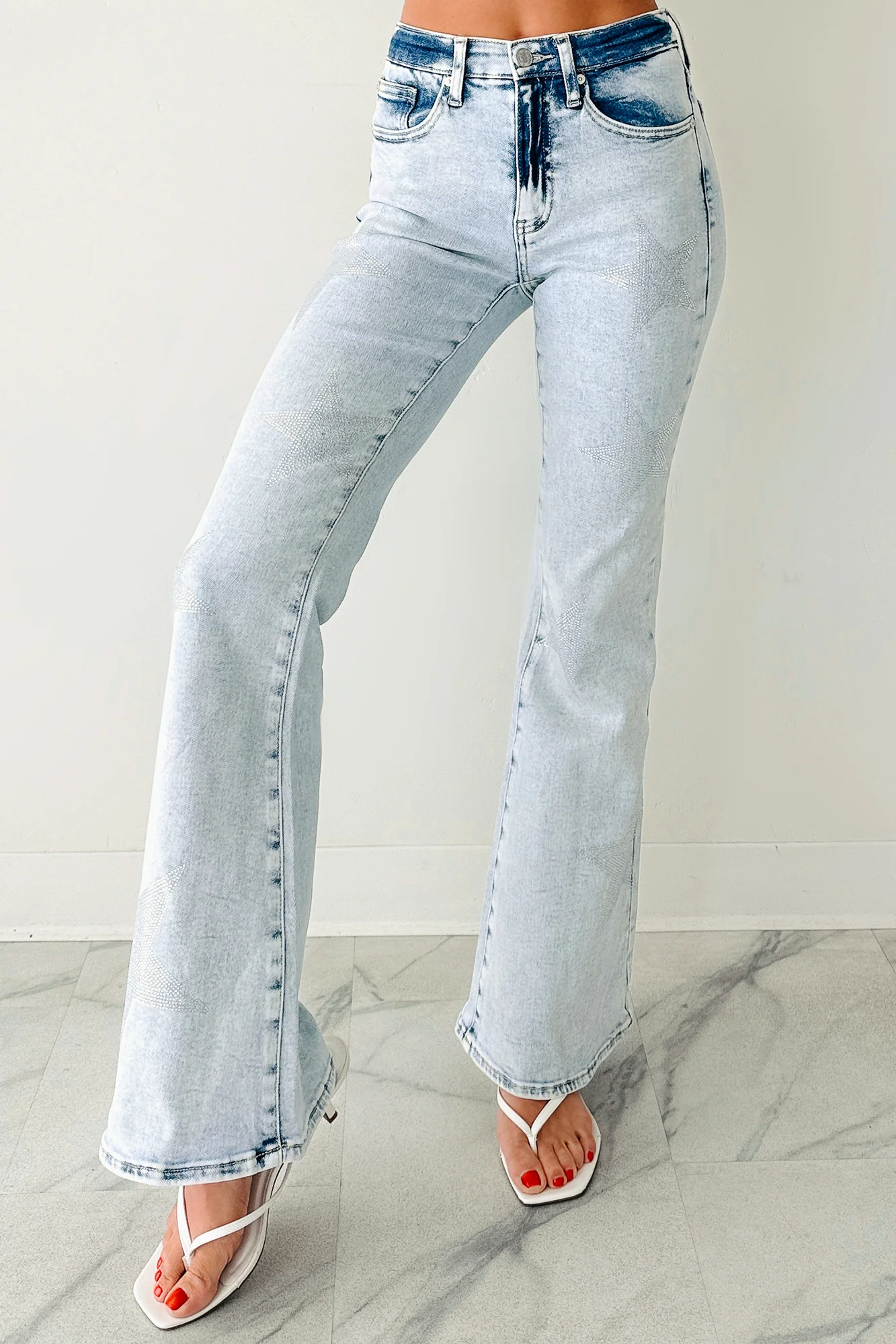 Gwen Tummy Control Saige Flare Star Jeans (Light) - Image 5