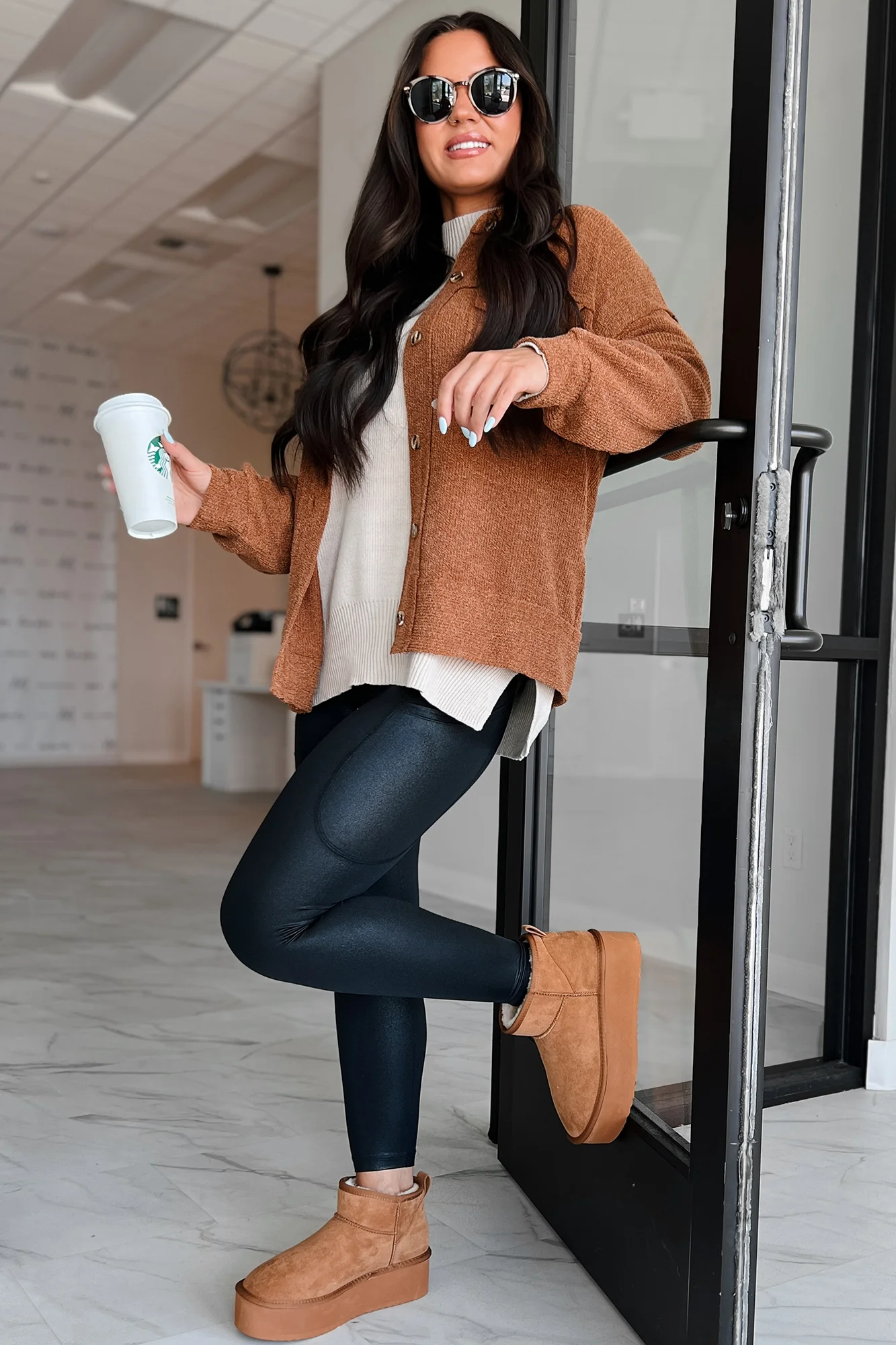 Iona Knit Shacket (Brown) - Image 2