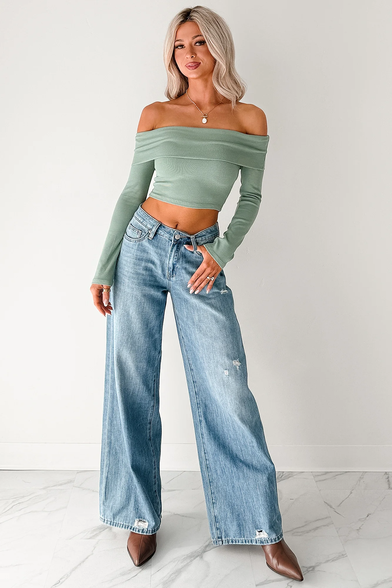 Jillian High Rise Wide Leg Mica Denim Jeans (Le Bleu)