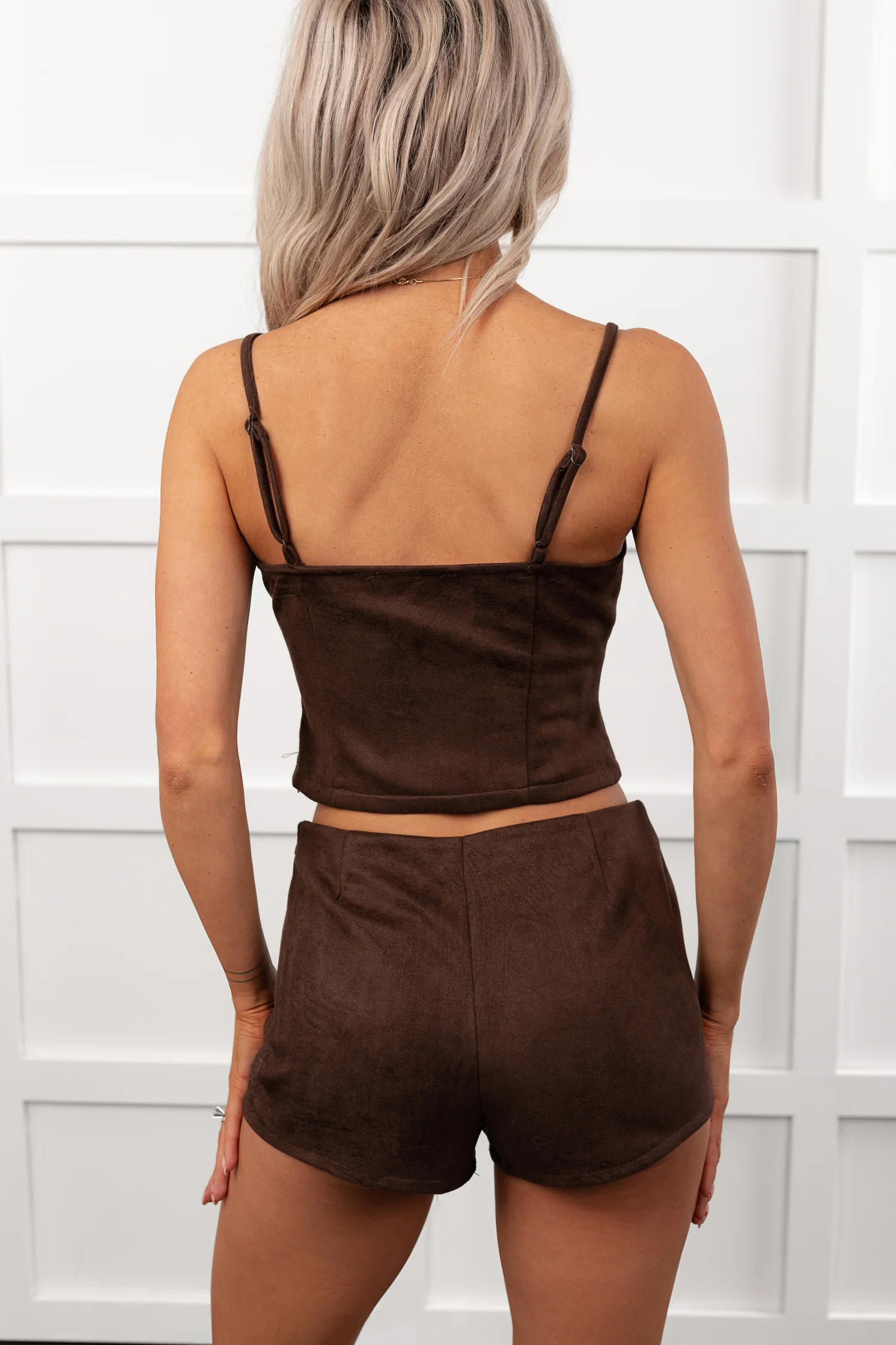 Joy In Journey Sleeveless Faux Suede Set (Brown) - Image 4