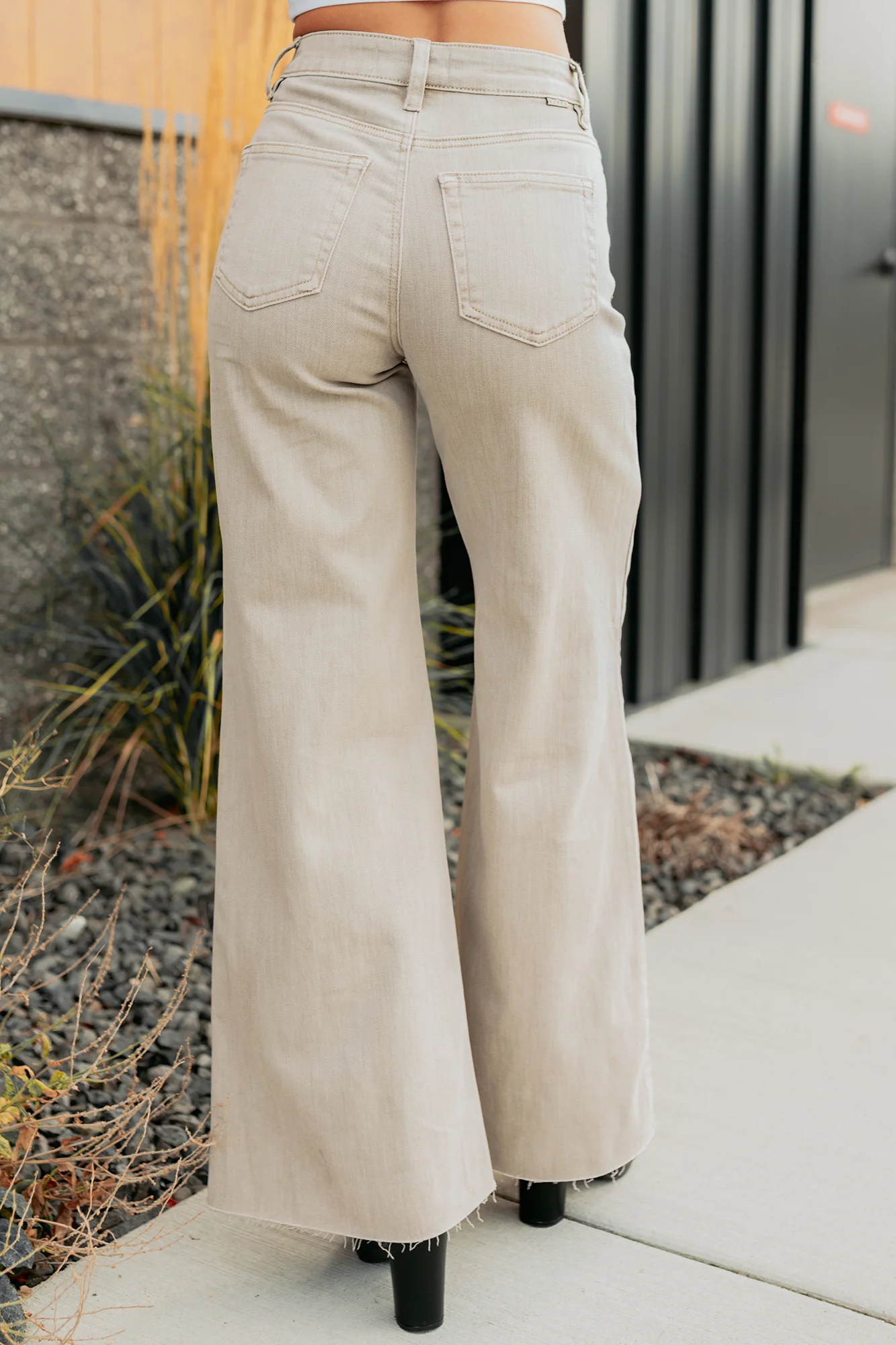 Lars Tummy Control Wide Leg Glittery Risen Jeans (Taupe) - Image 5