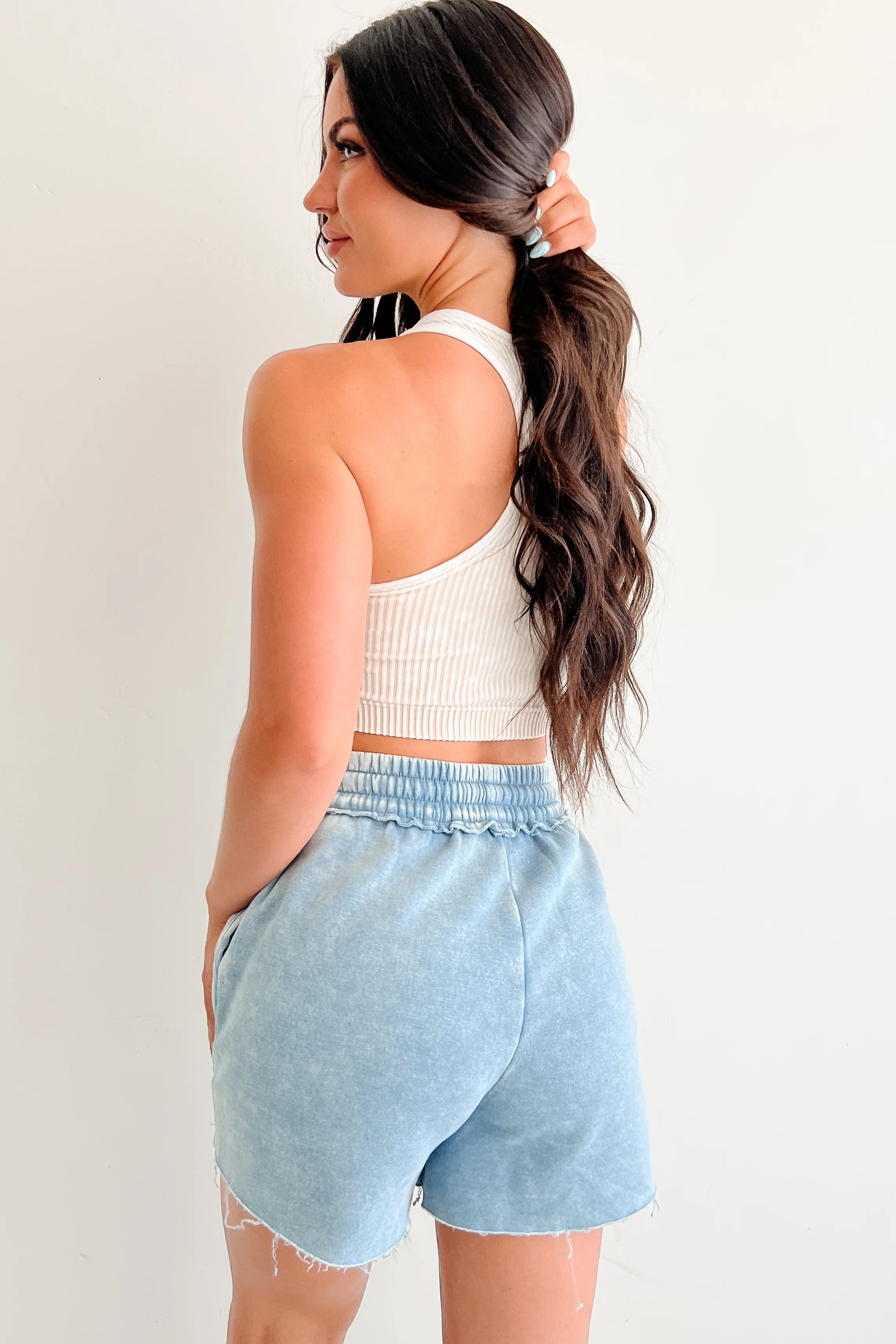 Lead Like Her Ribbed V Neck Zenana Crop Top (Sand Beige) - Image 3