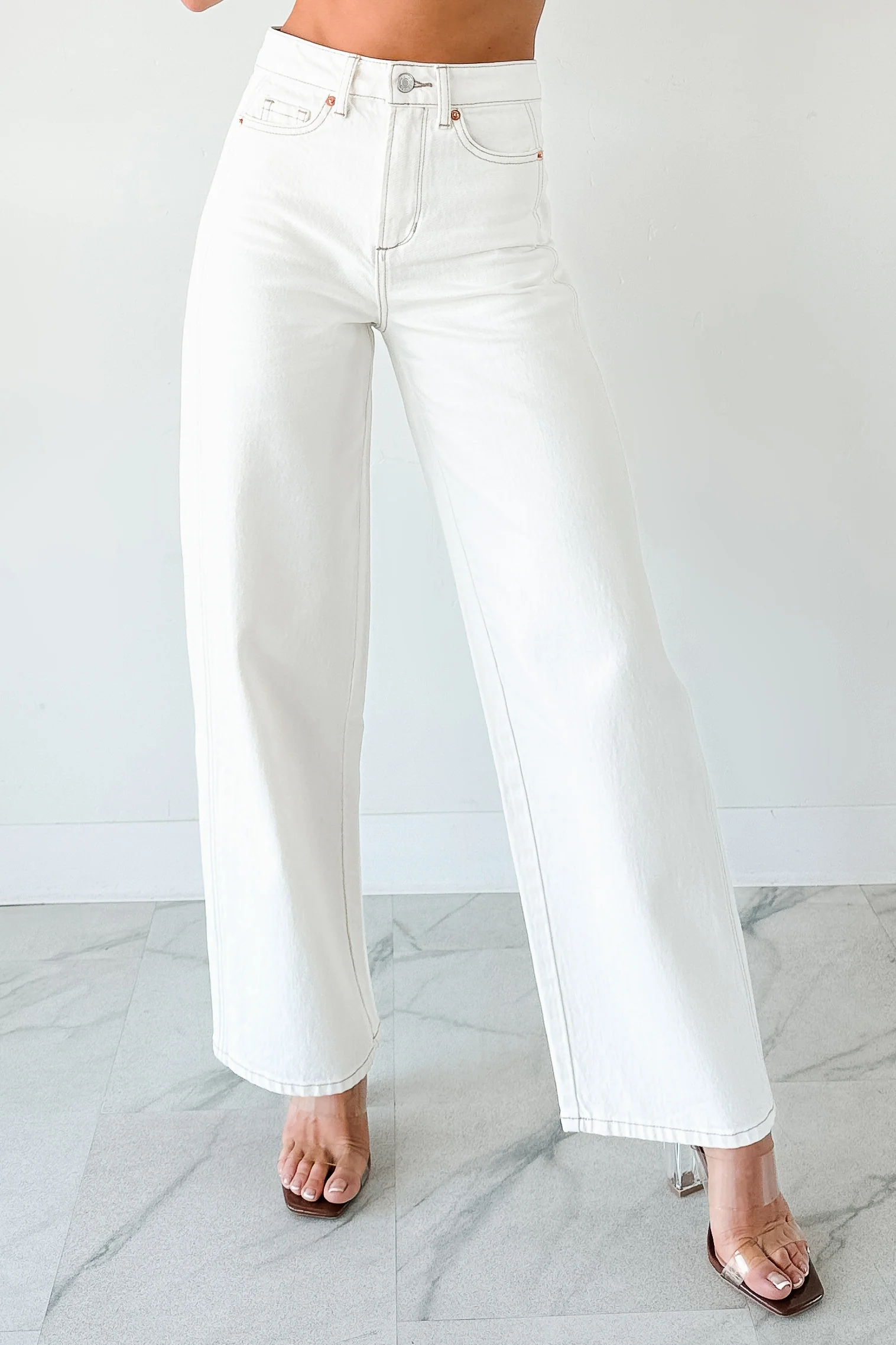 Lucian High Rise Wide Leg Jemina Jeans (Ivory) - Image 10