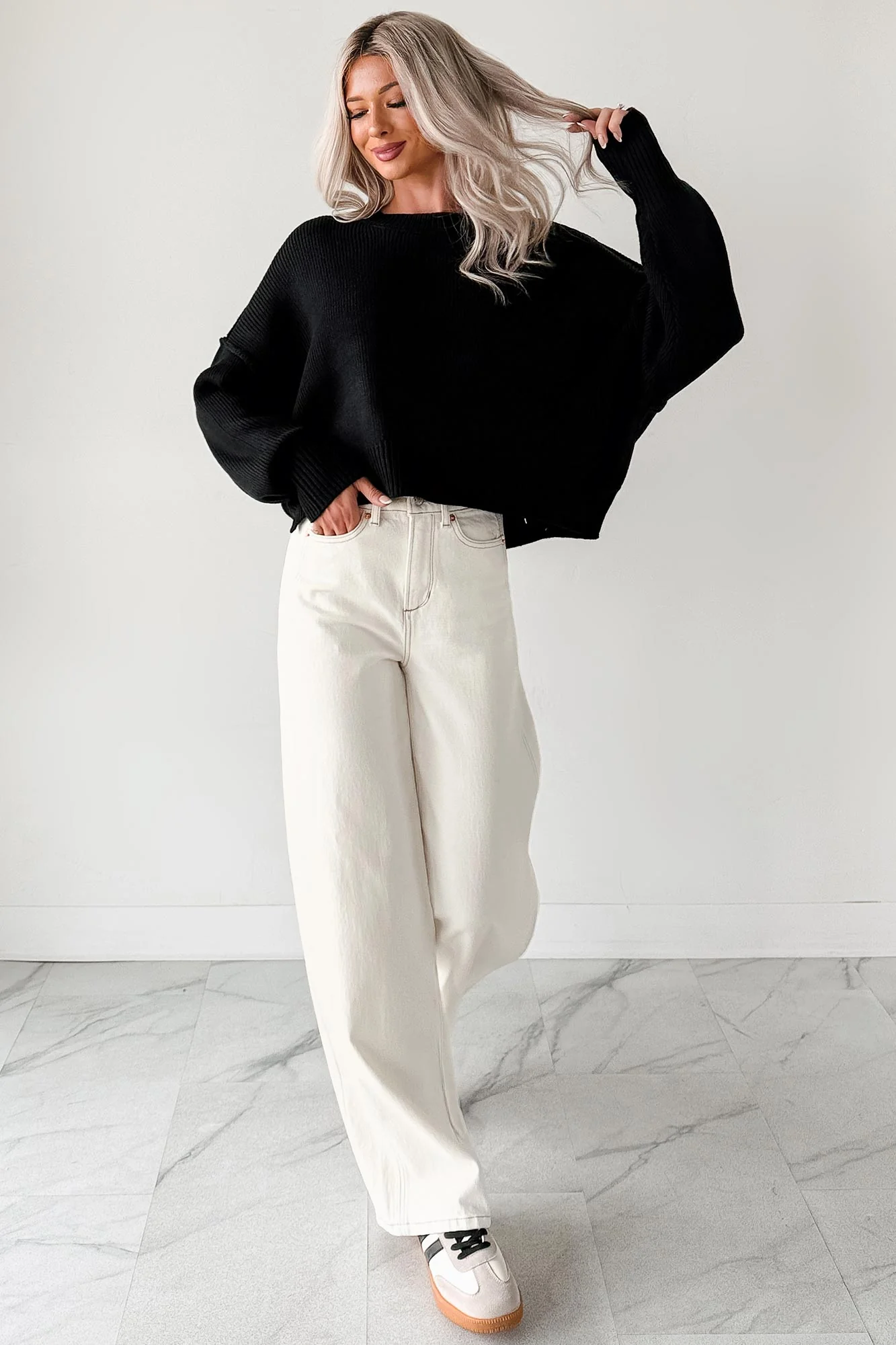 Lucian High Rise Wide Leg Jemina Jeans (Ivory) - Image 6