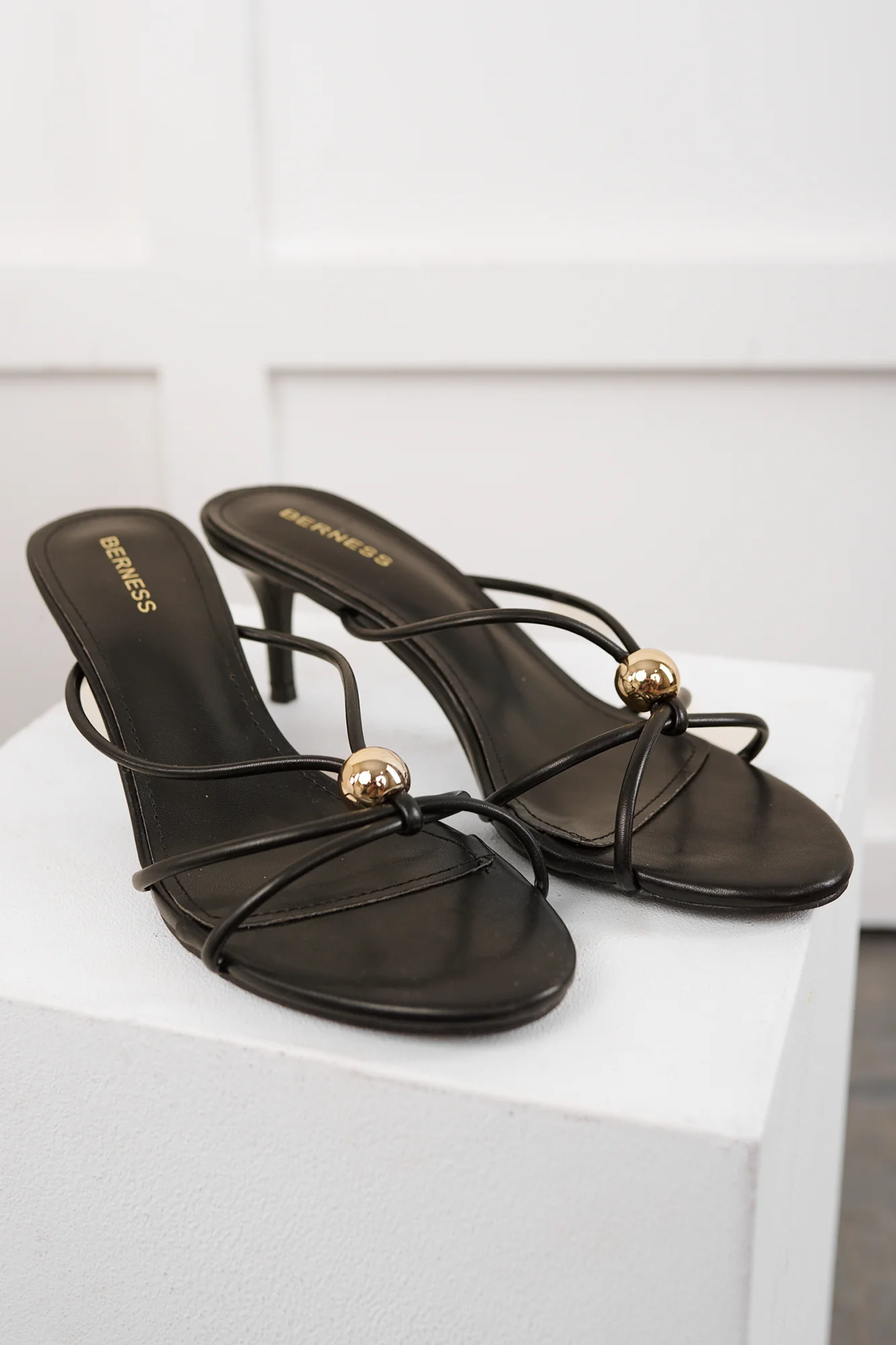 Luxe Behavior Bead Detail Strappy Heel (Black) - Image 6
