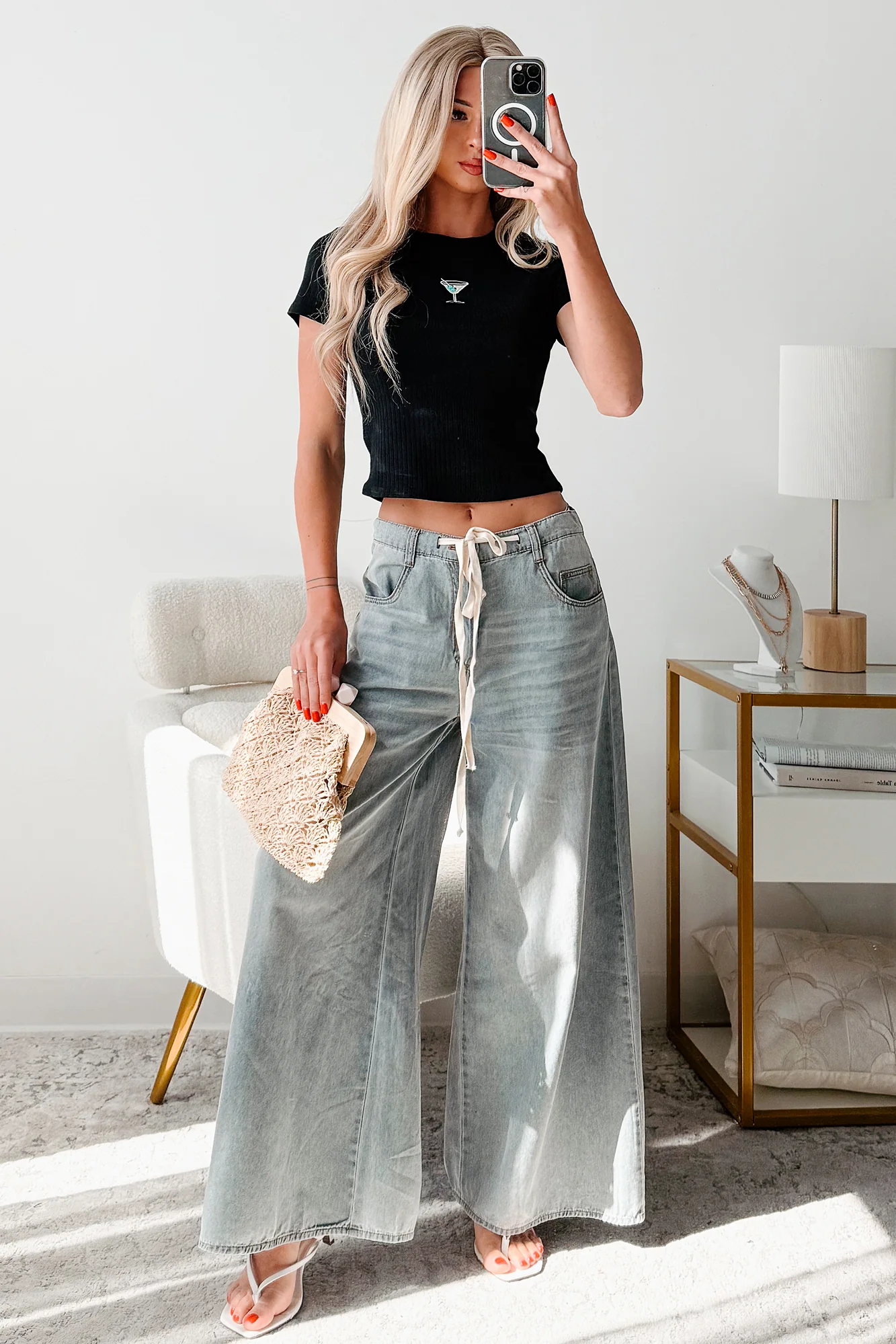 Marin Ombre Wide Leg NoaBoa Jeans (Denim Grey) - Image 3