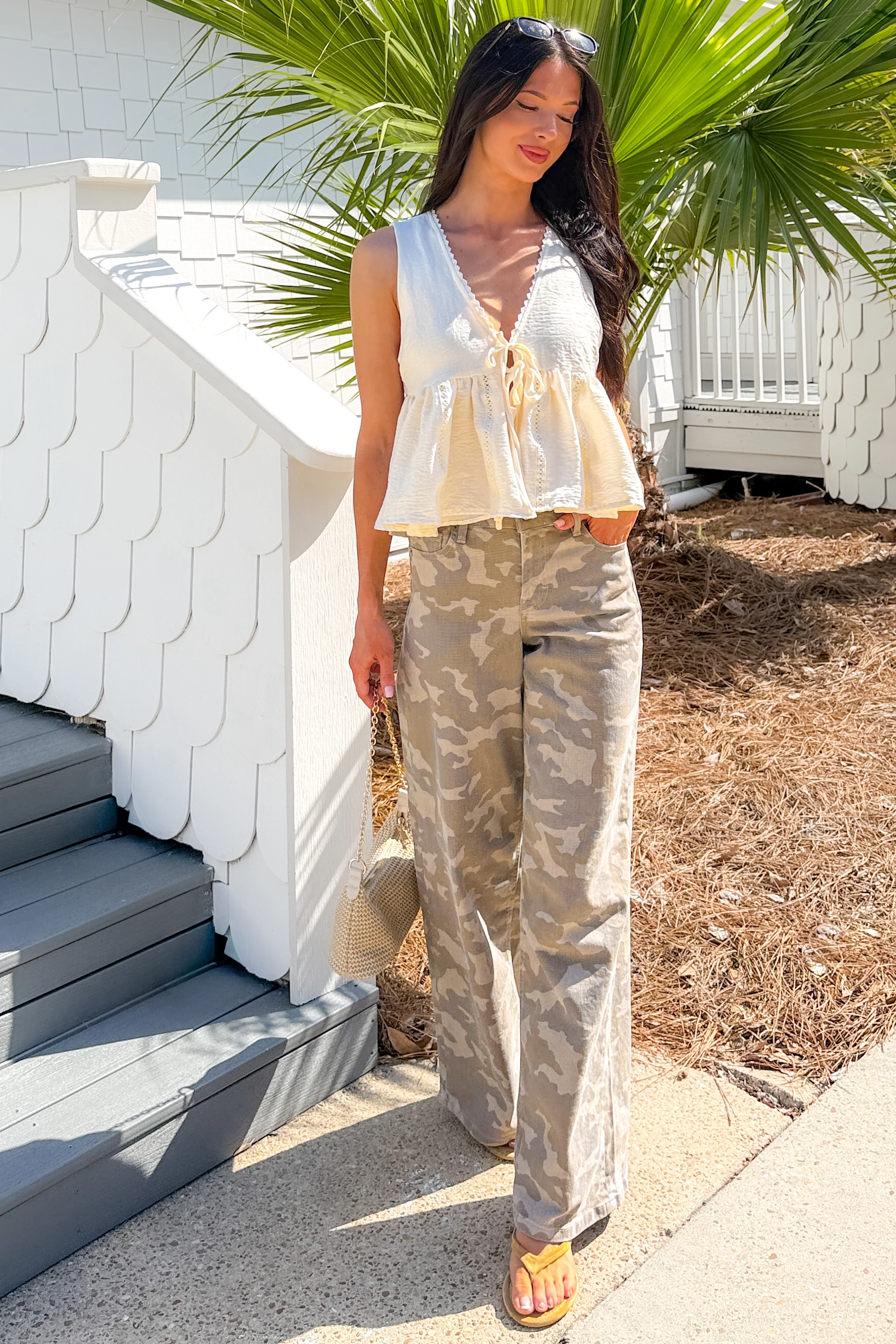 Mitchell Wide Leg Hidden Premium Jeans (Tan Camo) - Image 4