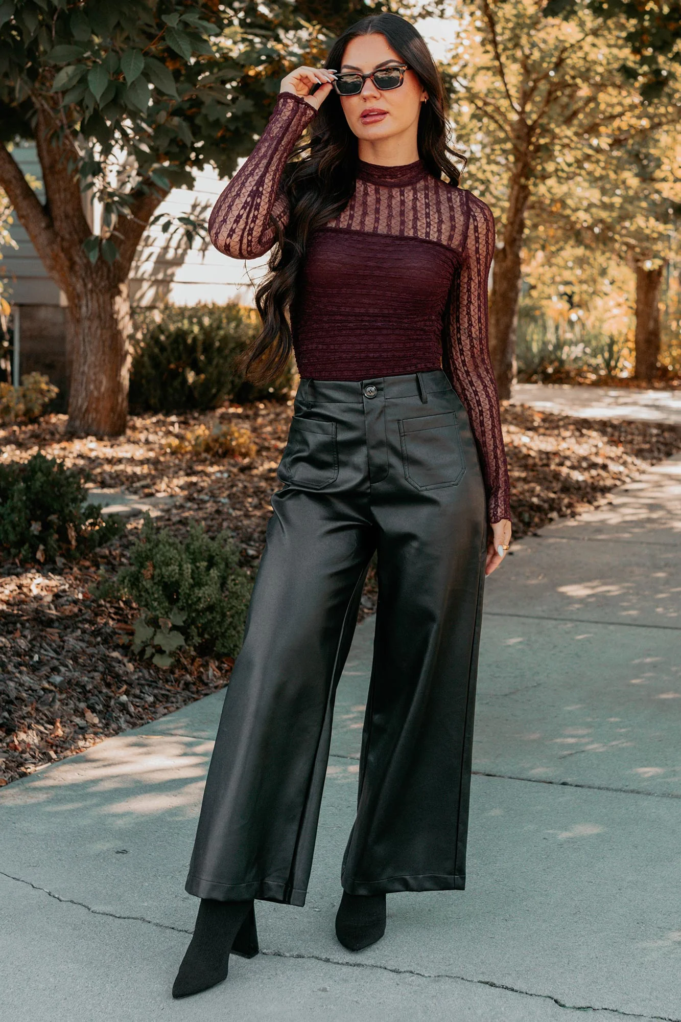More Than Usual Wide-Leg Faux Leather Pant (Black) - Image 10