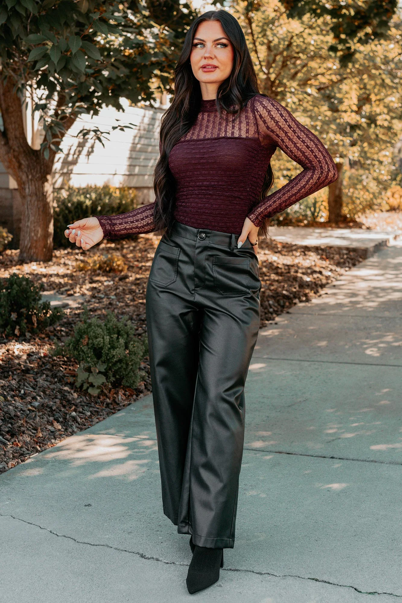 More Than Usual Wide-Leg Faux Leather Pant (Black) - Image 14
