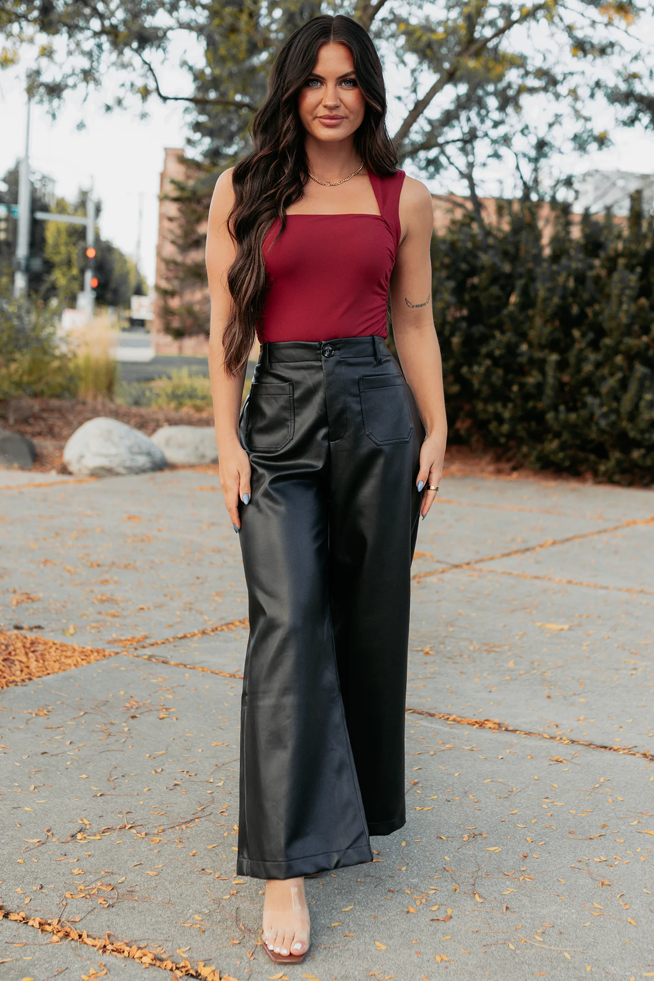 More Than Usual Wide-Leg Faux Leather Pant (Black) - Image 15