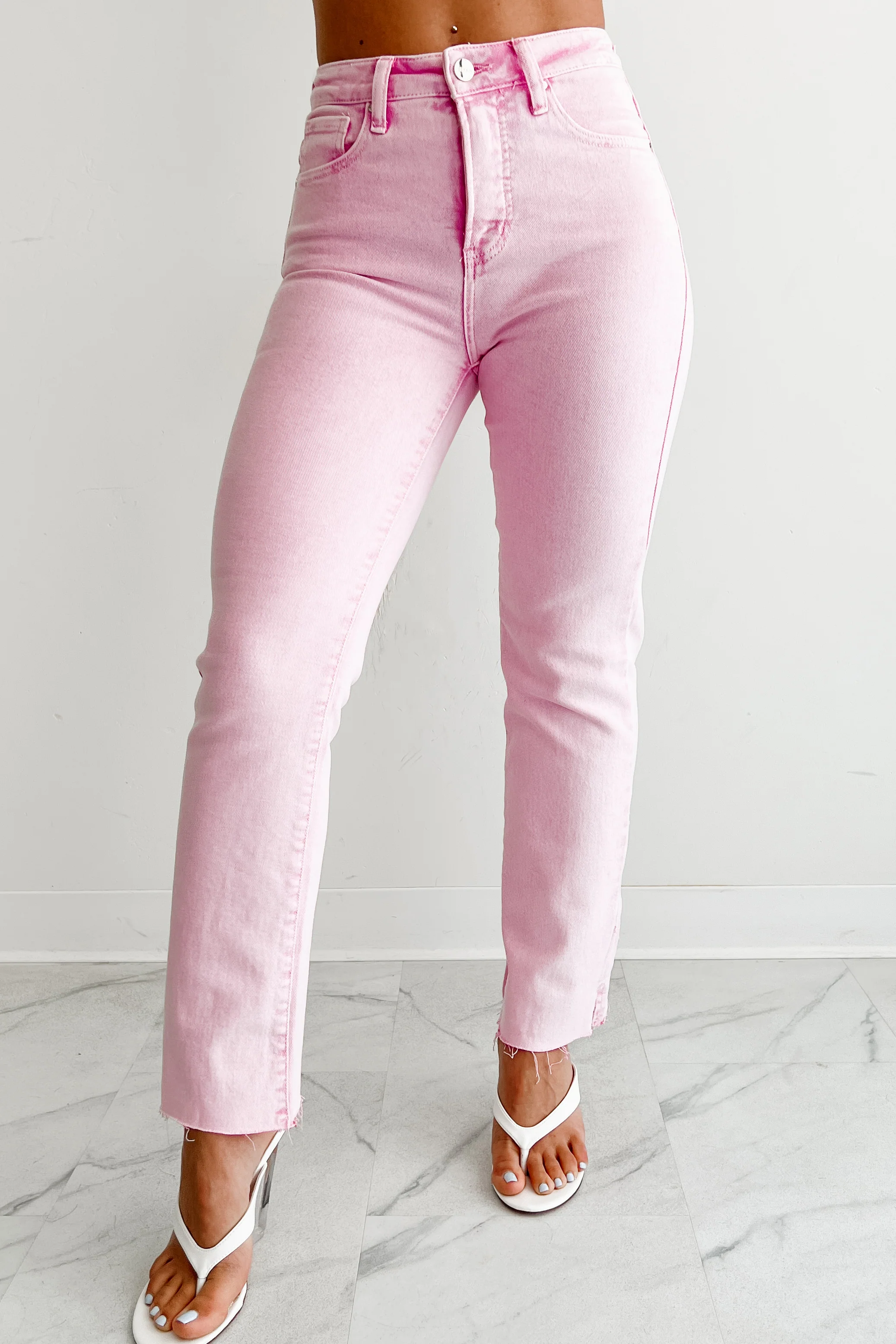 Nadine High Rise Straight Leg Risen Jeans (Acid Pink) - Image 10