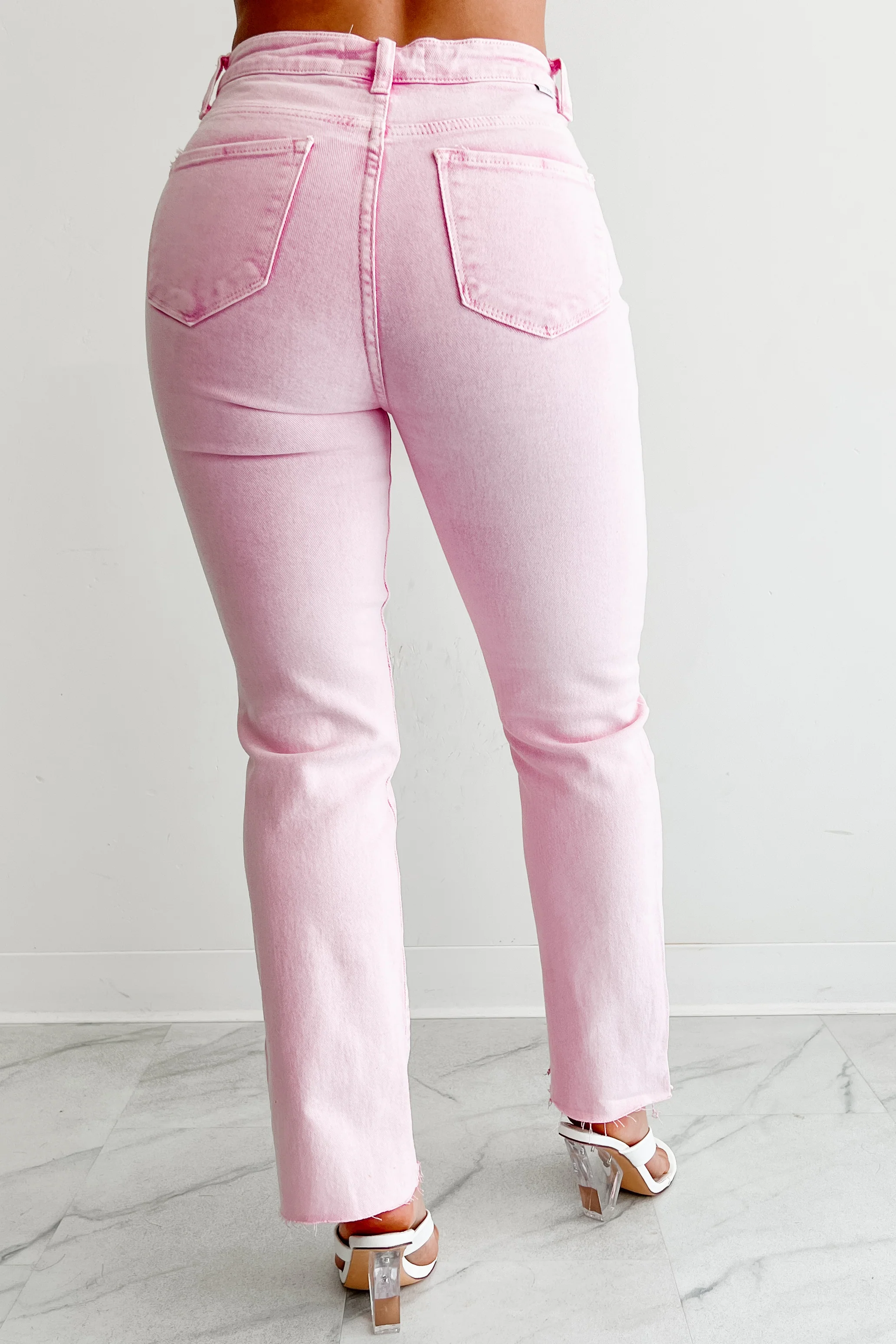 Nadine High Rise Straight Leg Risen Jeans (Acid Pink) - Image 11