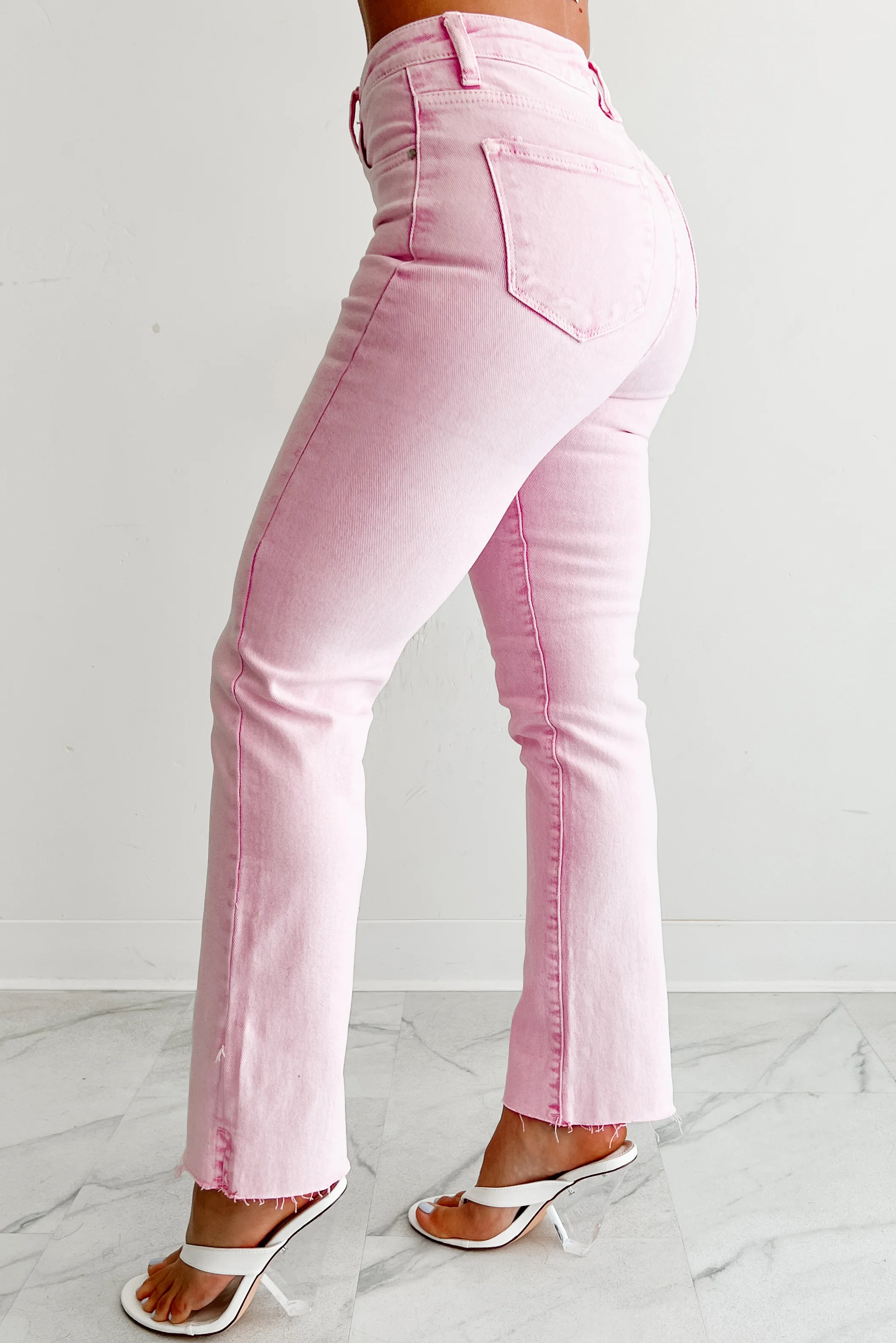 Nadine High Rise Straight Leg Risen Jeans (Acid Pink) - Image 12
