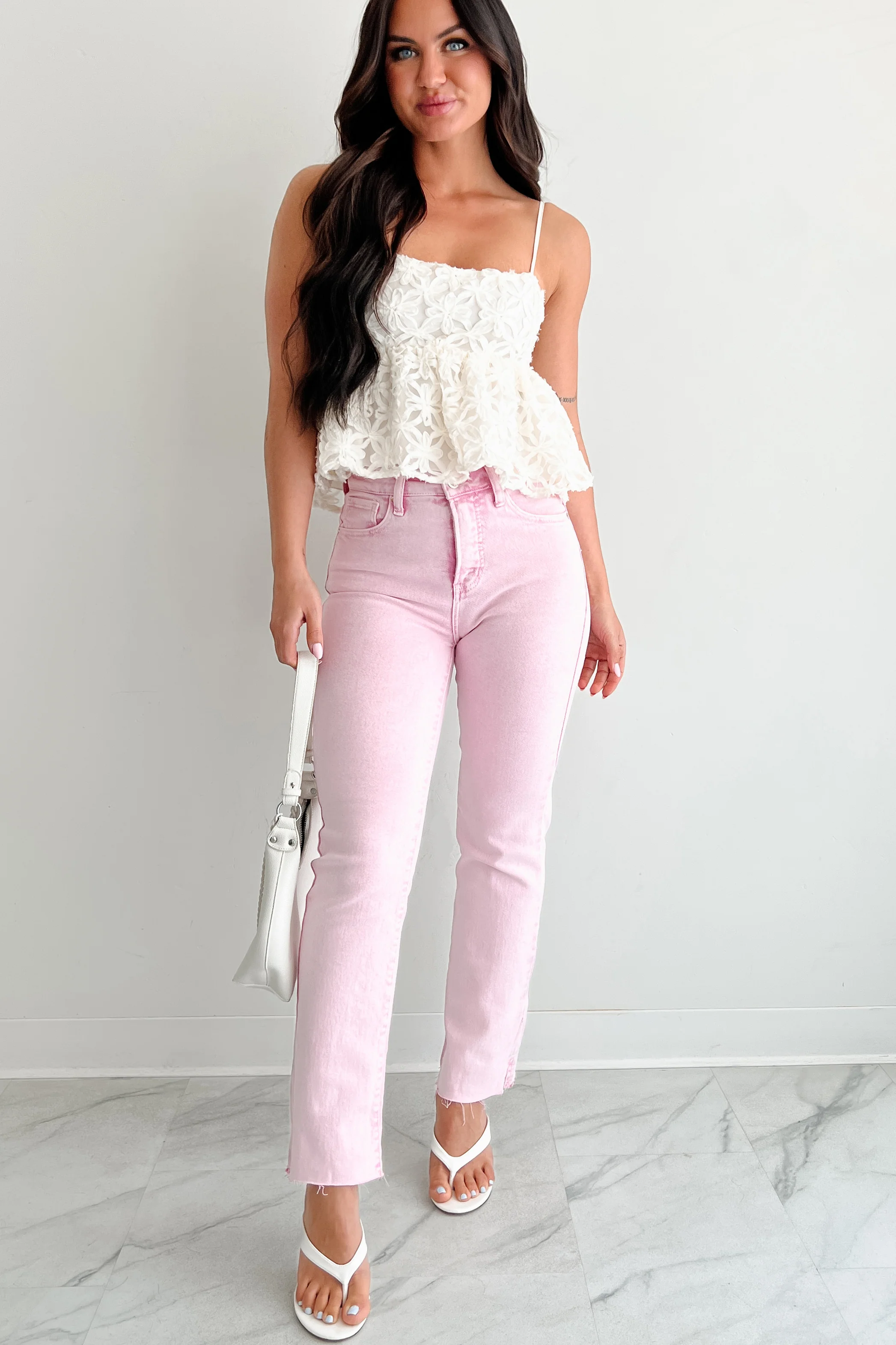 Nadine High Rise Straight Leg Risen Jeans (Acid Pink) - Image 13