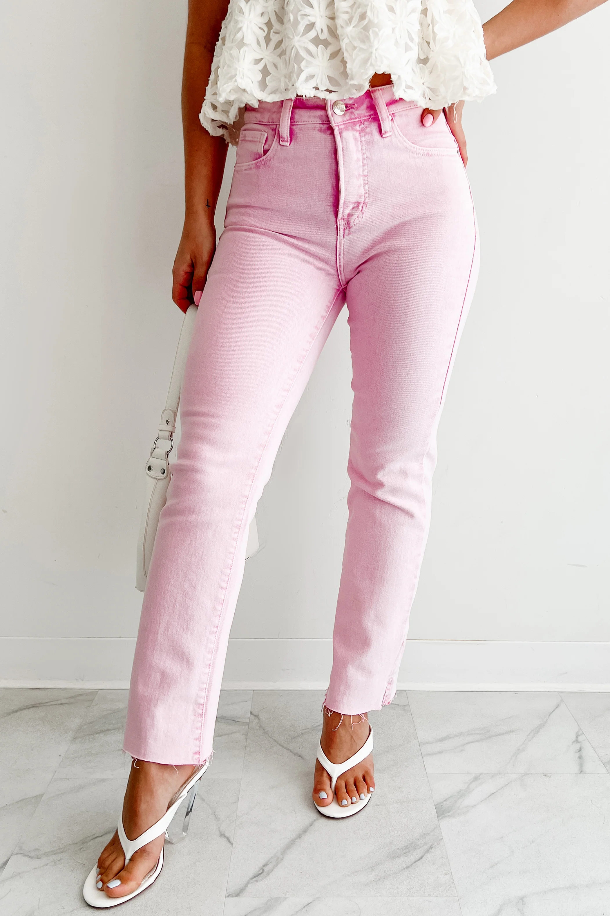 Nadine High Rise Straight Leg Risen Jeans (Acid Pink) - Image 8