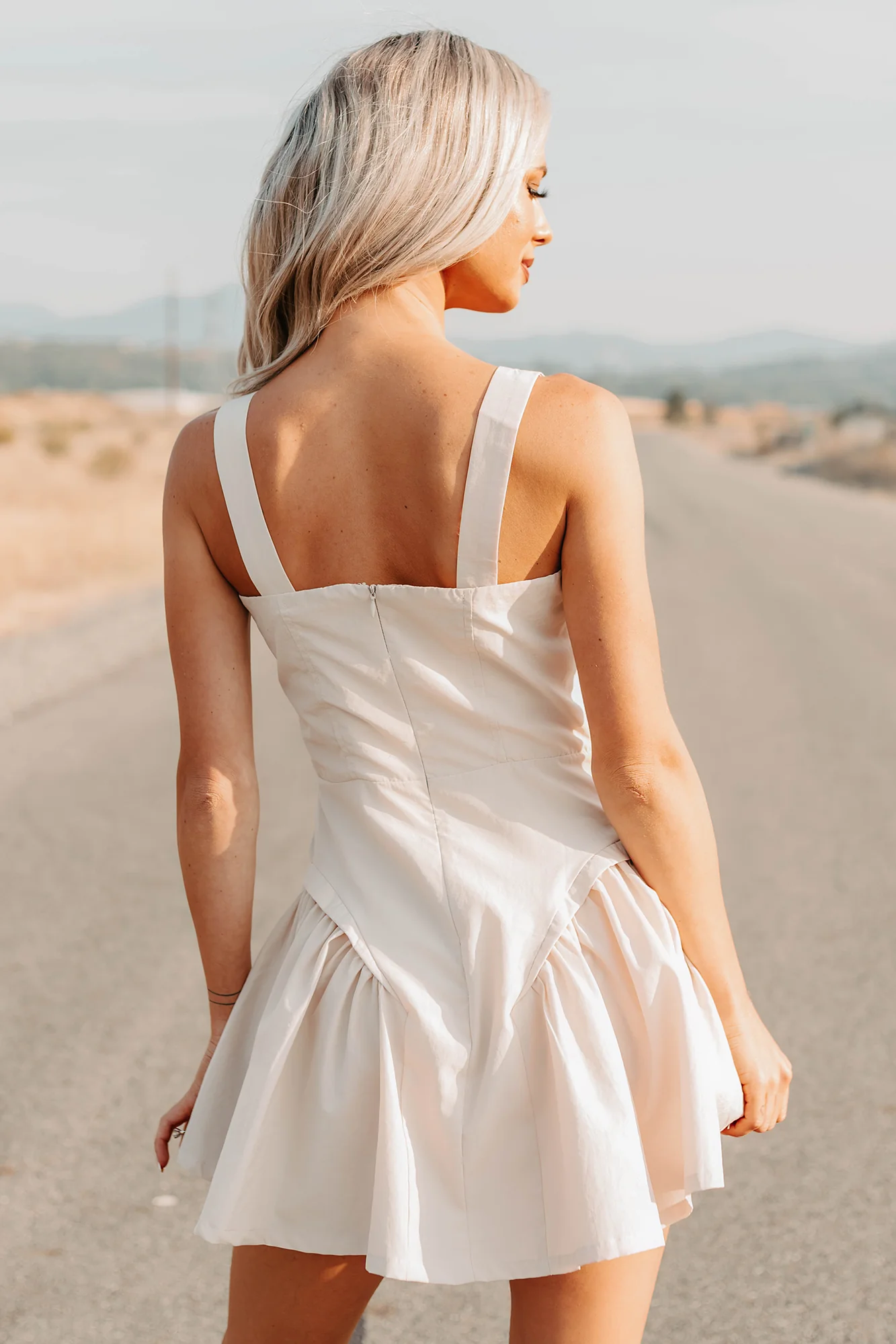 One More Night Sleeveless Faux Button Mini Dress (Beige) - Image 4