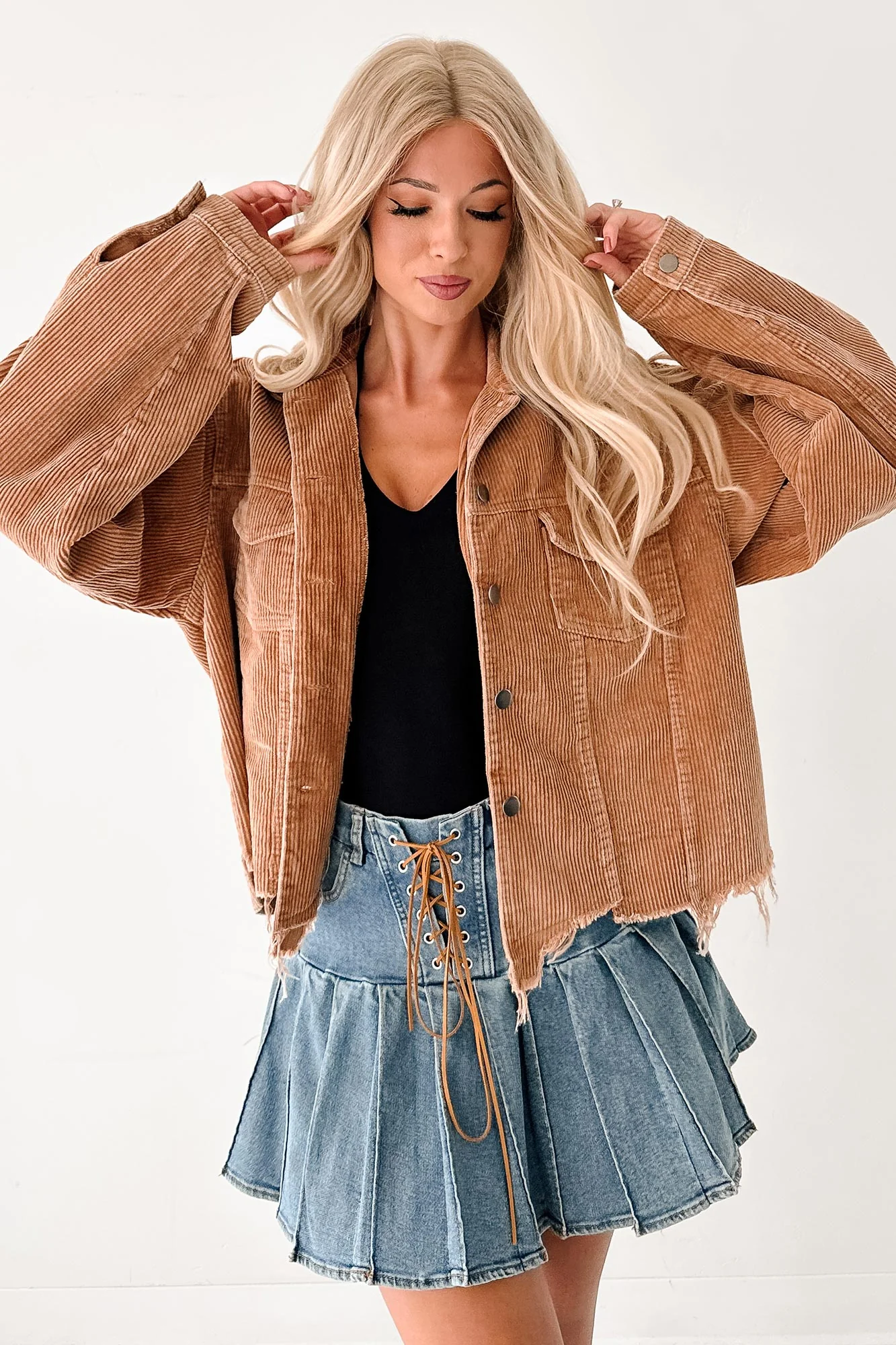 Promise Me Forever POL Corduroy Shacket (Camel) - Image 9