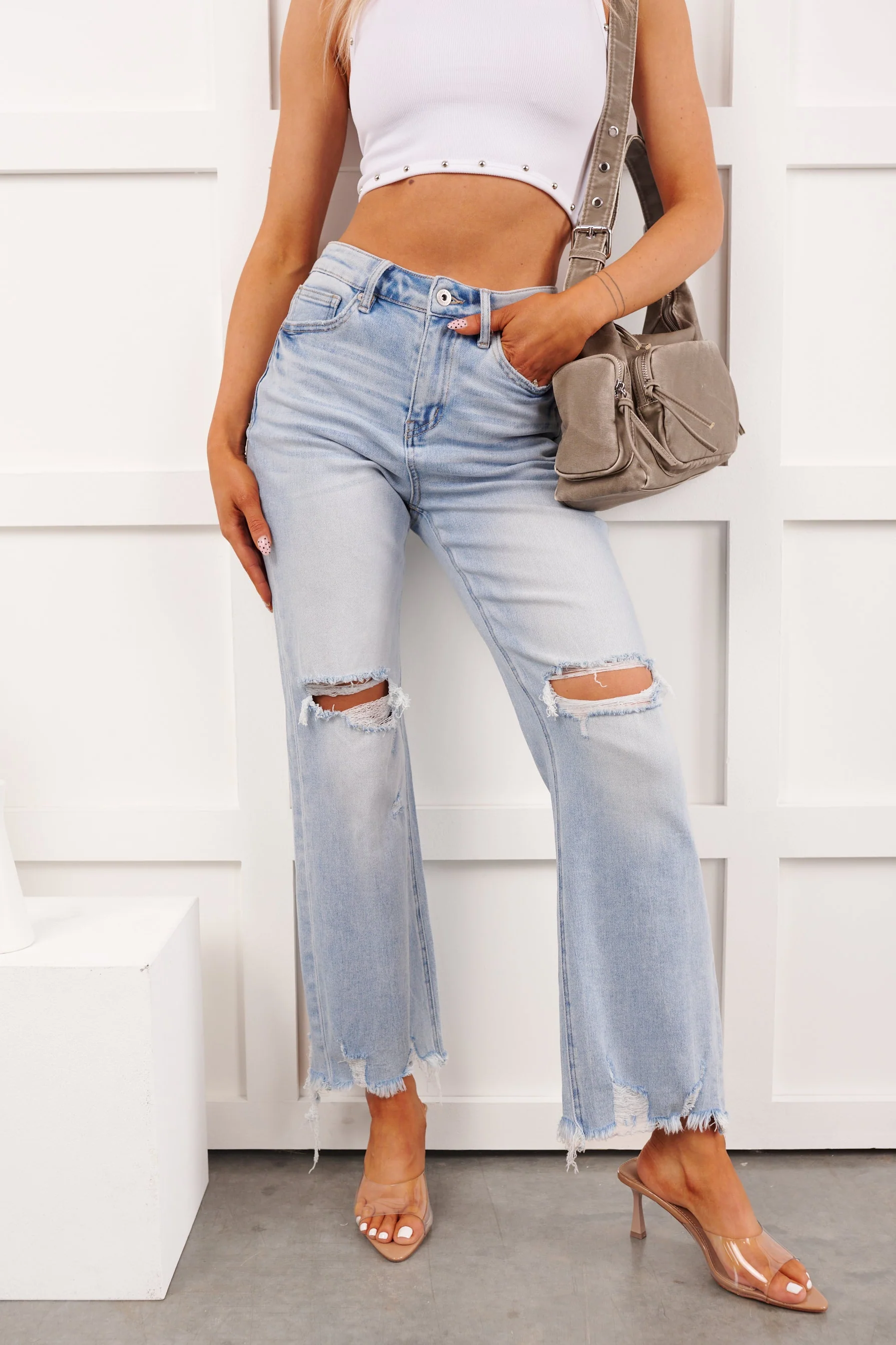 Randall Distressed Mica Denim Jeans (Ice Blue) - Image 2