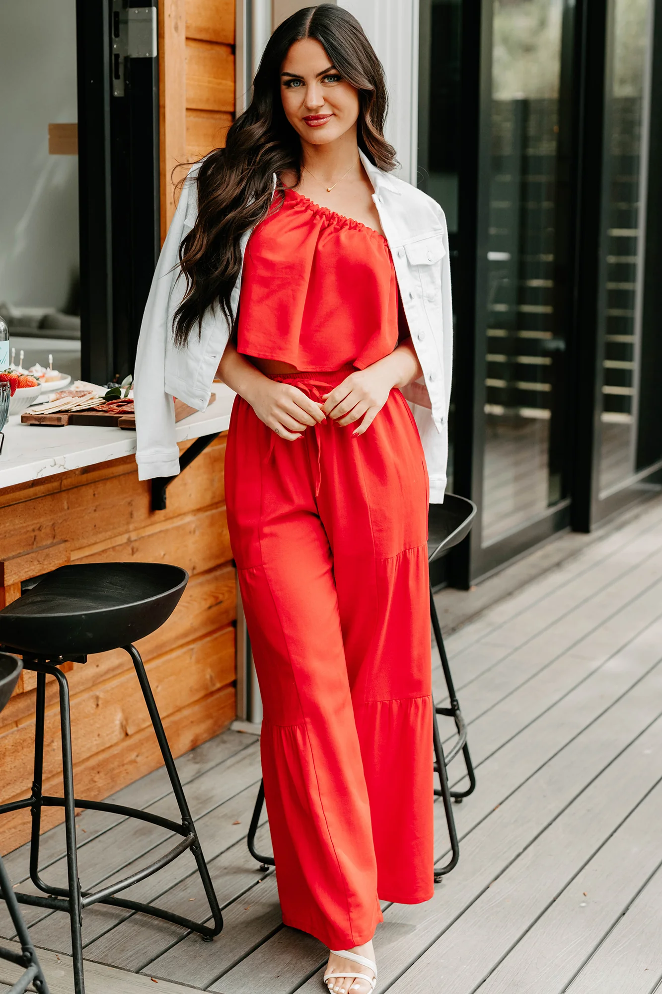 Real Karma Tiered Linen Pants (Red) - Image 10
