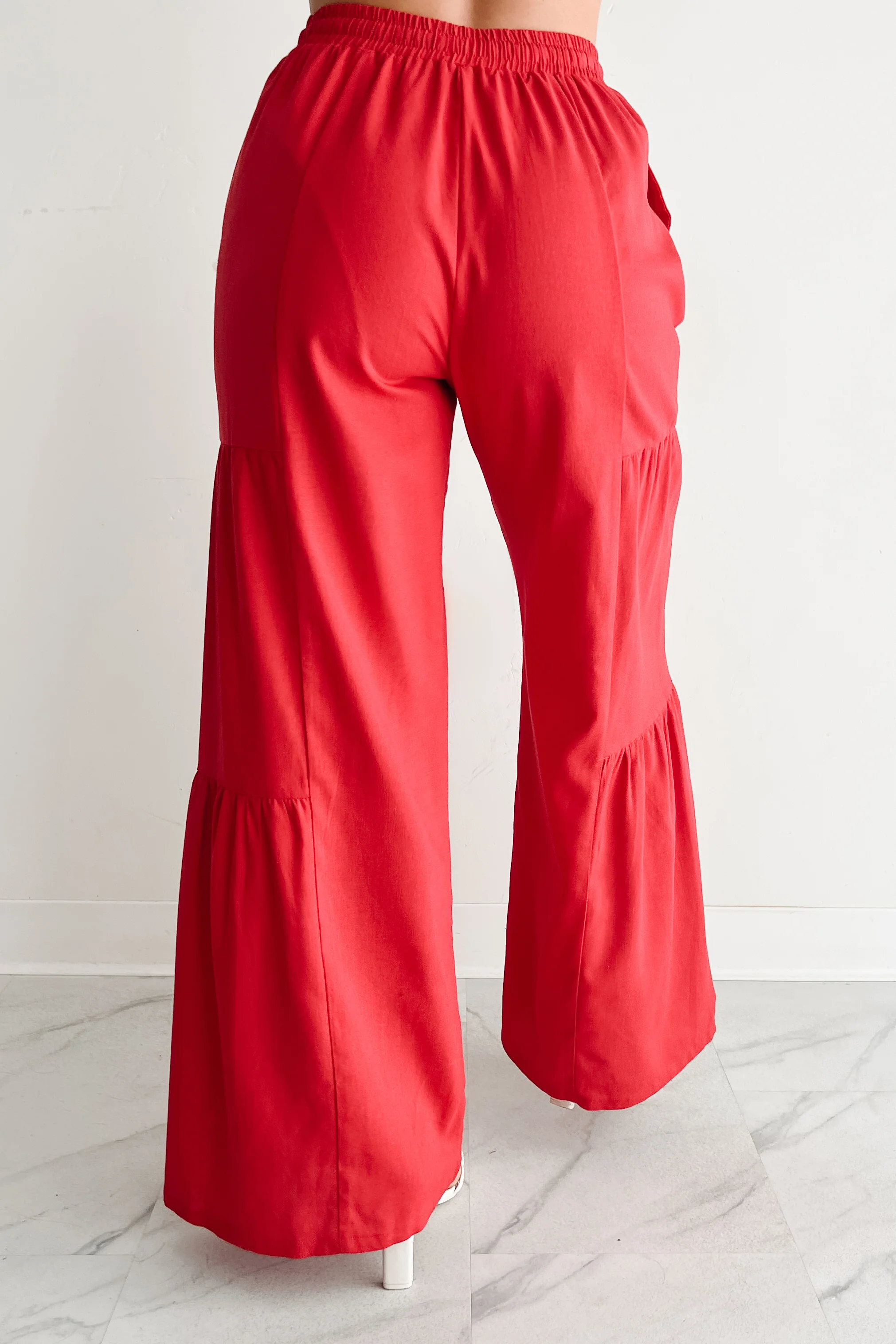 Real Karma Tiered Linen Pants (Red) - Image 7