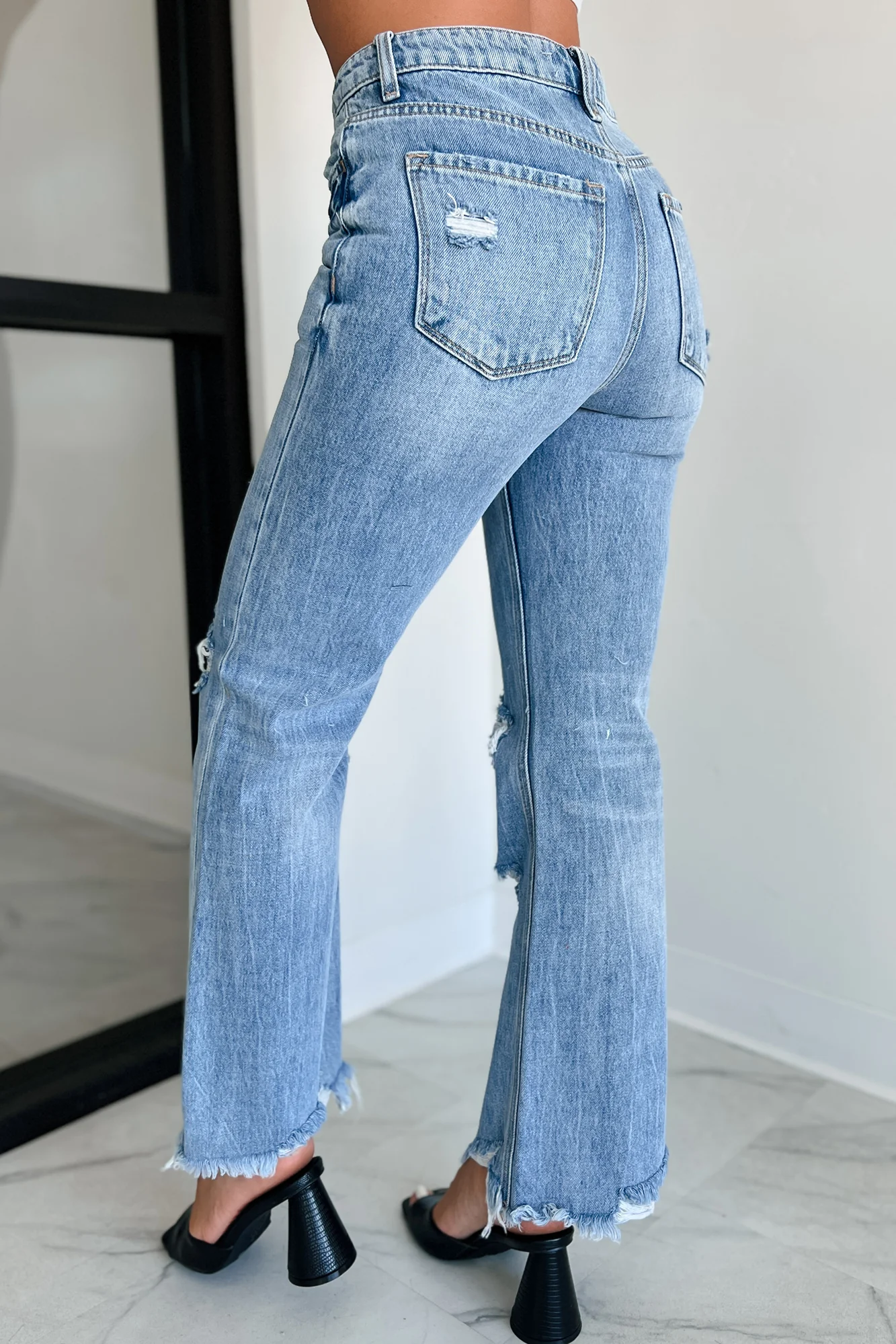 Redeemed High Rise Distressed 90's Flare Vervet Jeans (Medium) - Image 4